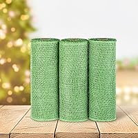 Vista 6 de 3 rollos de malla decorativa de arpillera de poli de 10 pulgadas de ancho, rollos de cinta de malla decorativa de poli para envolver