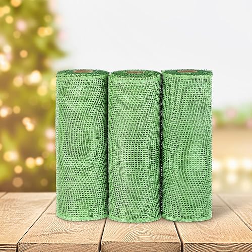 Vista 59 de 3 rollos de malla decorativa de arpillera de poliéster de 10 pulgadas de ancho, rollos de cinta decorativa de poliéster para decoración de coronas