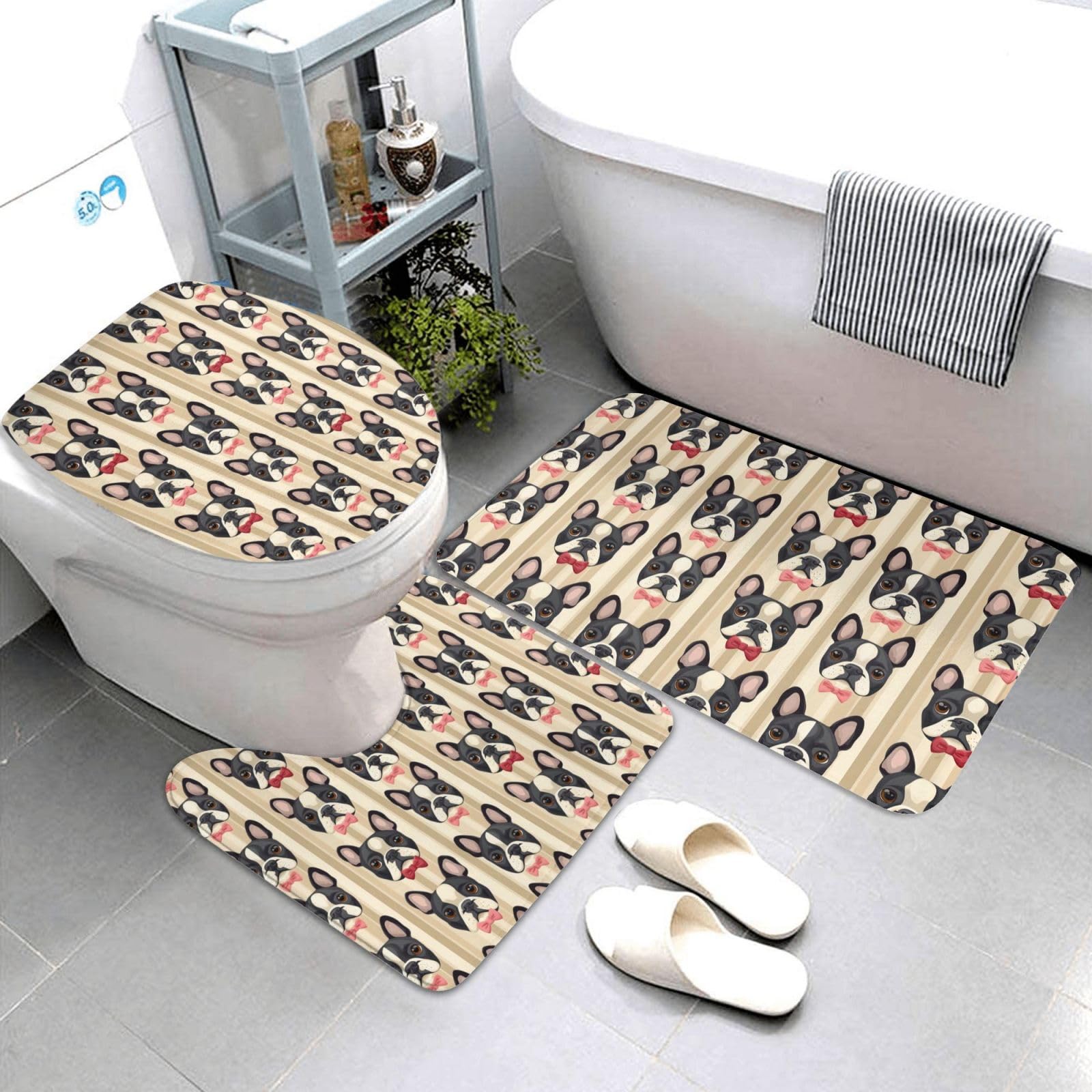 Tapis de bain mignon lot de 3 absorbants et antidérapants pour douche