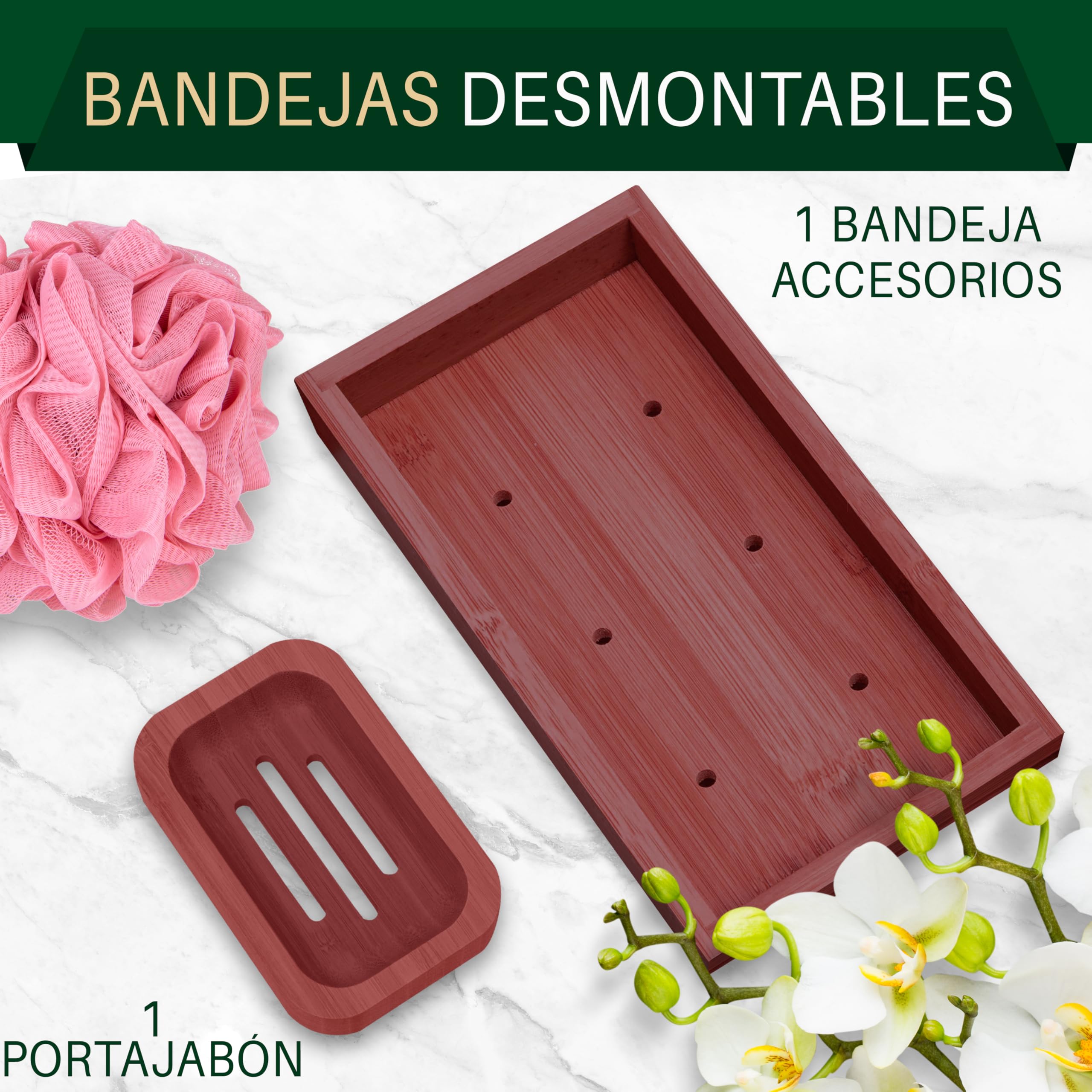 SereneLife Bandeja bañera, Bambu, Extensible, Ajustable, Soporte para Copa de Vino, Libro, Movil, Tablet