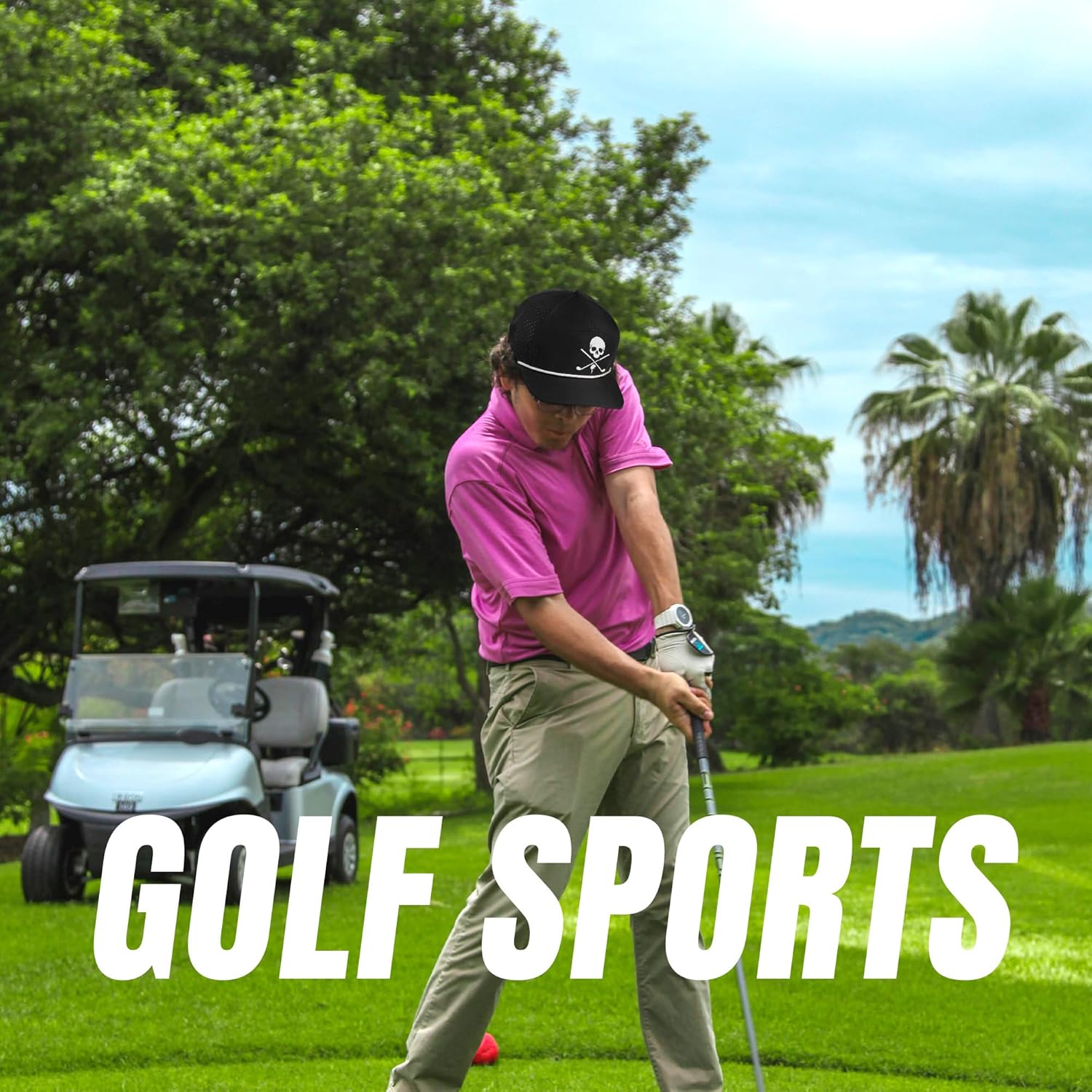 Bamveio Funny Golf Hats Flat Bill for Men Women,Golf Gifts Skull Baseball Cap for Adults Humor - Image 6