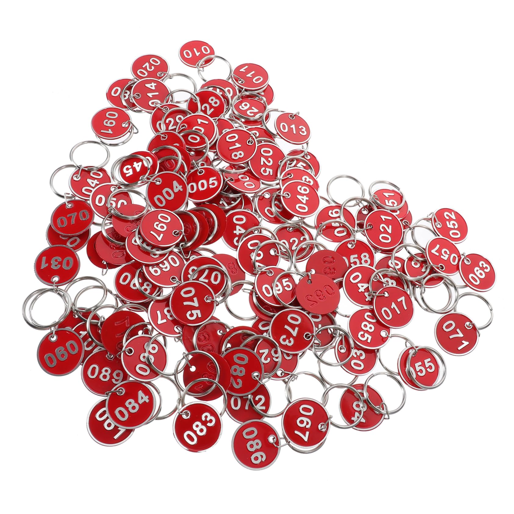 Targhette Numerate Rosse 100 Pezzi in Lega di Alluminio Chiavi per Organizzare e Conservare per Chiavi e Carte in Hotel e Ristoranti