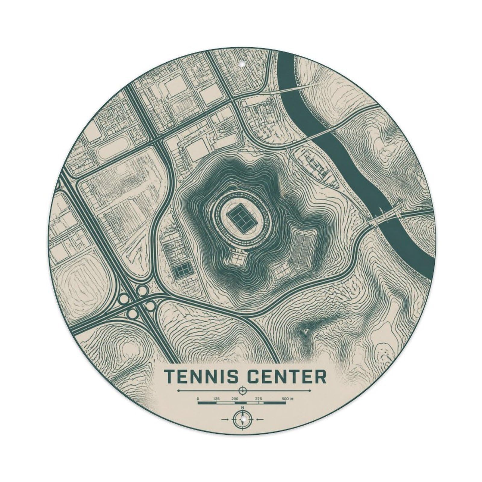 Okngb Style Tennis Center Shanghai Collage Travel Landmark Route Metal Tin Sign Plaque Wall Decor For Cafe, Man Cave, Club Bar, Office, Home Garden Round Metal Poster 8X8inch