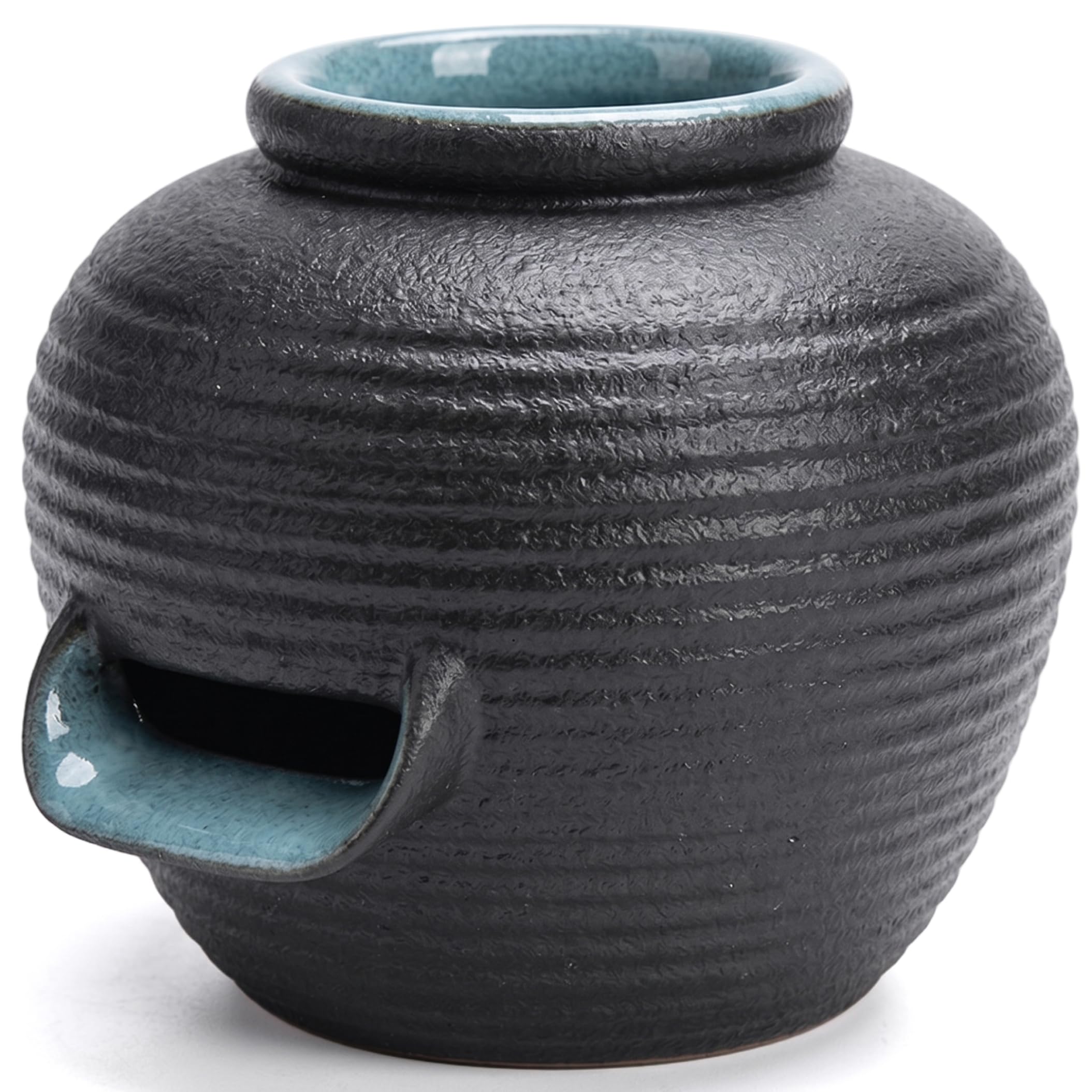 Tsawntd Fountain Accessories, Indoor Water Fountains Small Kiln Fountain Spitter With Wide U-spout, Ceramic Pond Water Features for Fish Pond Circulation and Hydroponic Plant Decor Black