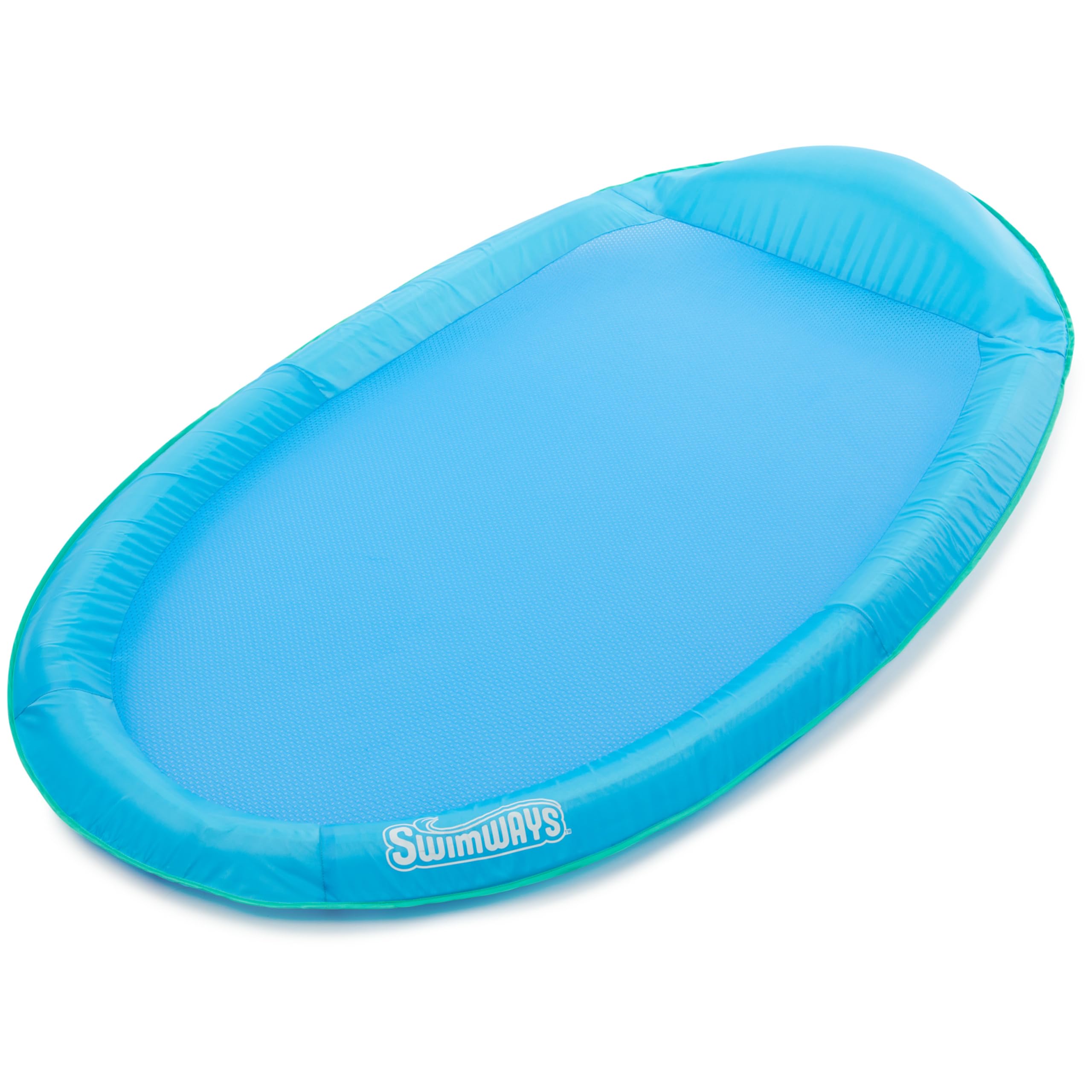 SwimWays Chaise longue de piscine Spring Float Papasan pour piscine, flotteurs de piscine gonflables pour adultes avec gonflage rapide pour les 15 ans et plus, Bleu
