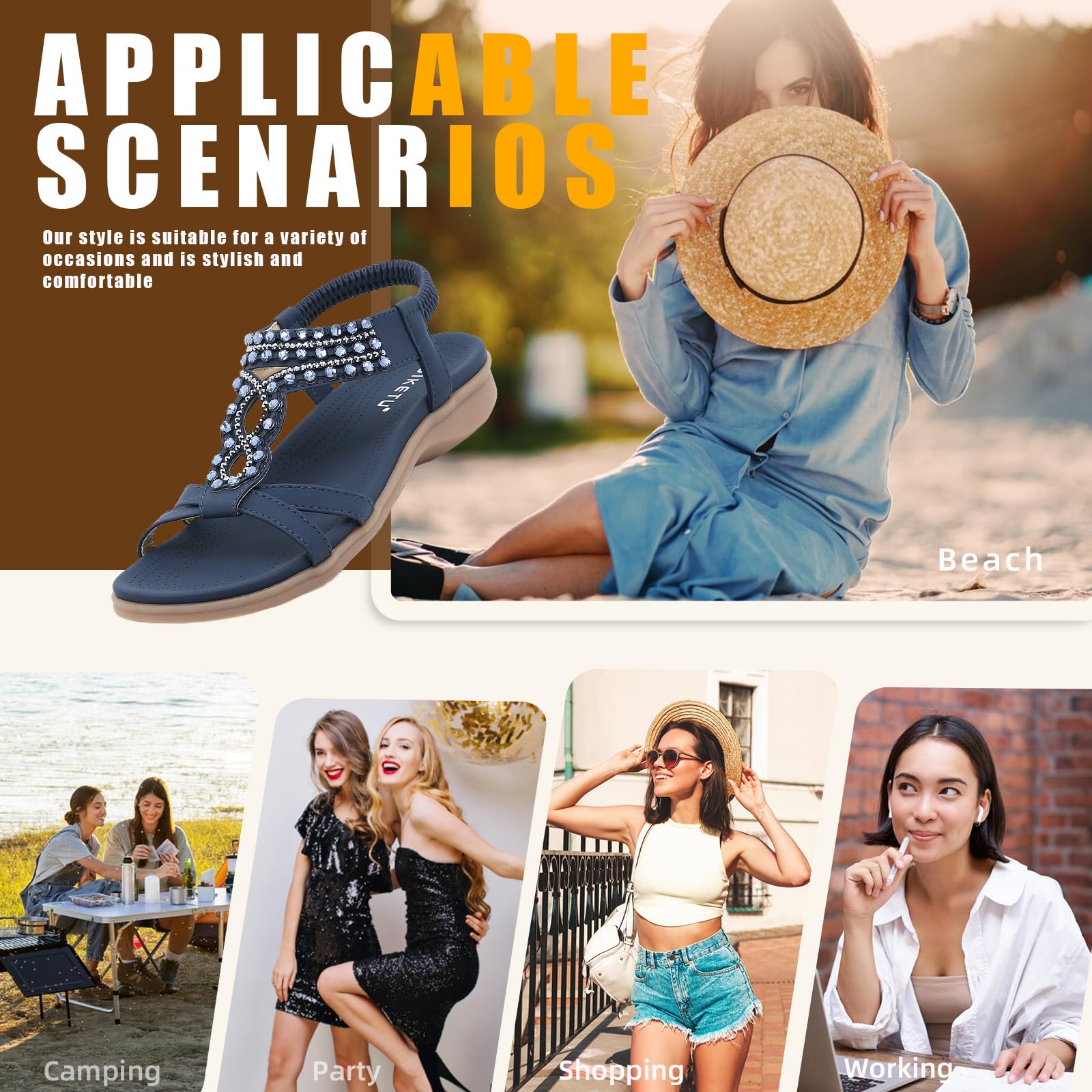 Acfoda Sandalias Mujer Verano Casual Cómodas Confort Planas Zapatos de Playa