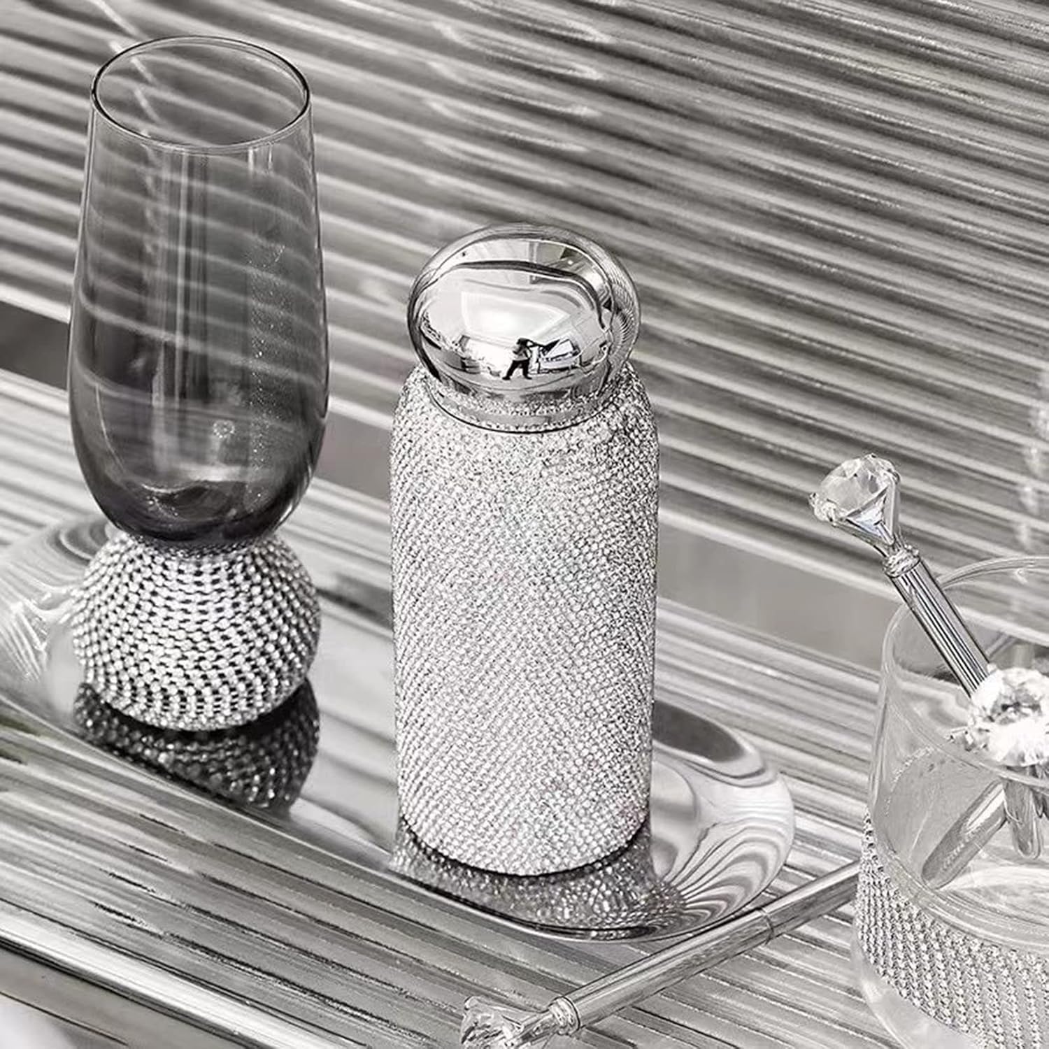 Diamentowa termos, butelka termiczna, butelka wody ze strasu Bling Crystal kubek termosowy Kubek podróżny ze stali nierdzewnej Diamentowa kolba Butelka próżniowa