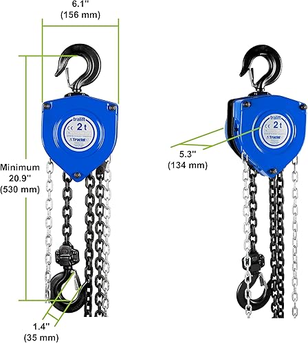 Miniatura 5 de Tractel Tralift - Polipasto de cadena manual de alta resistencia  Capacidad de carga de trabajo de 2 toneladas - 4000 libras  Cadena de acero de