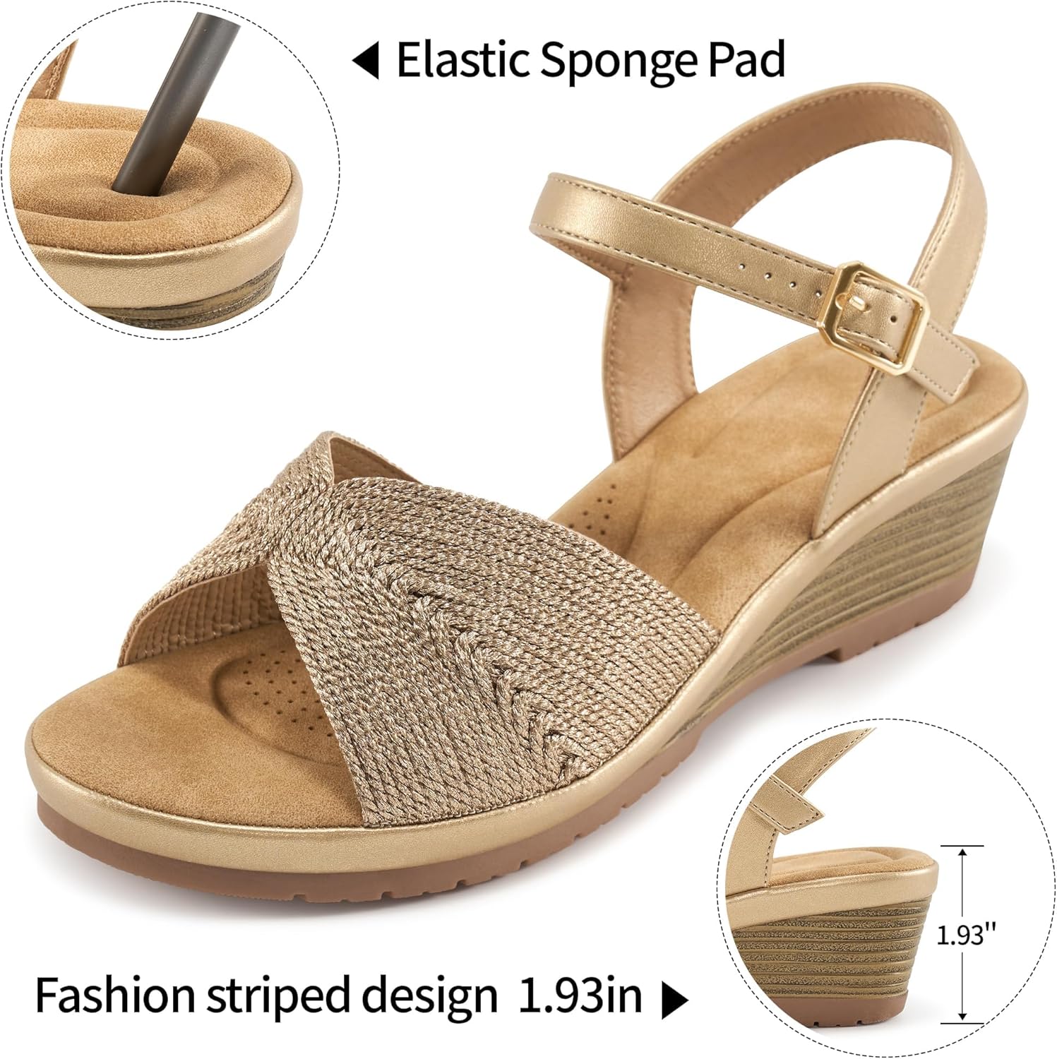 HARENCE Wedge Sandals for Women Dressy: Comfortable Open Toe Low Platform Wedges Sandal Casual Summer Wedding Shoes