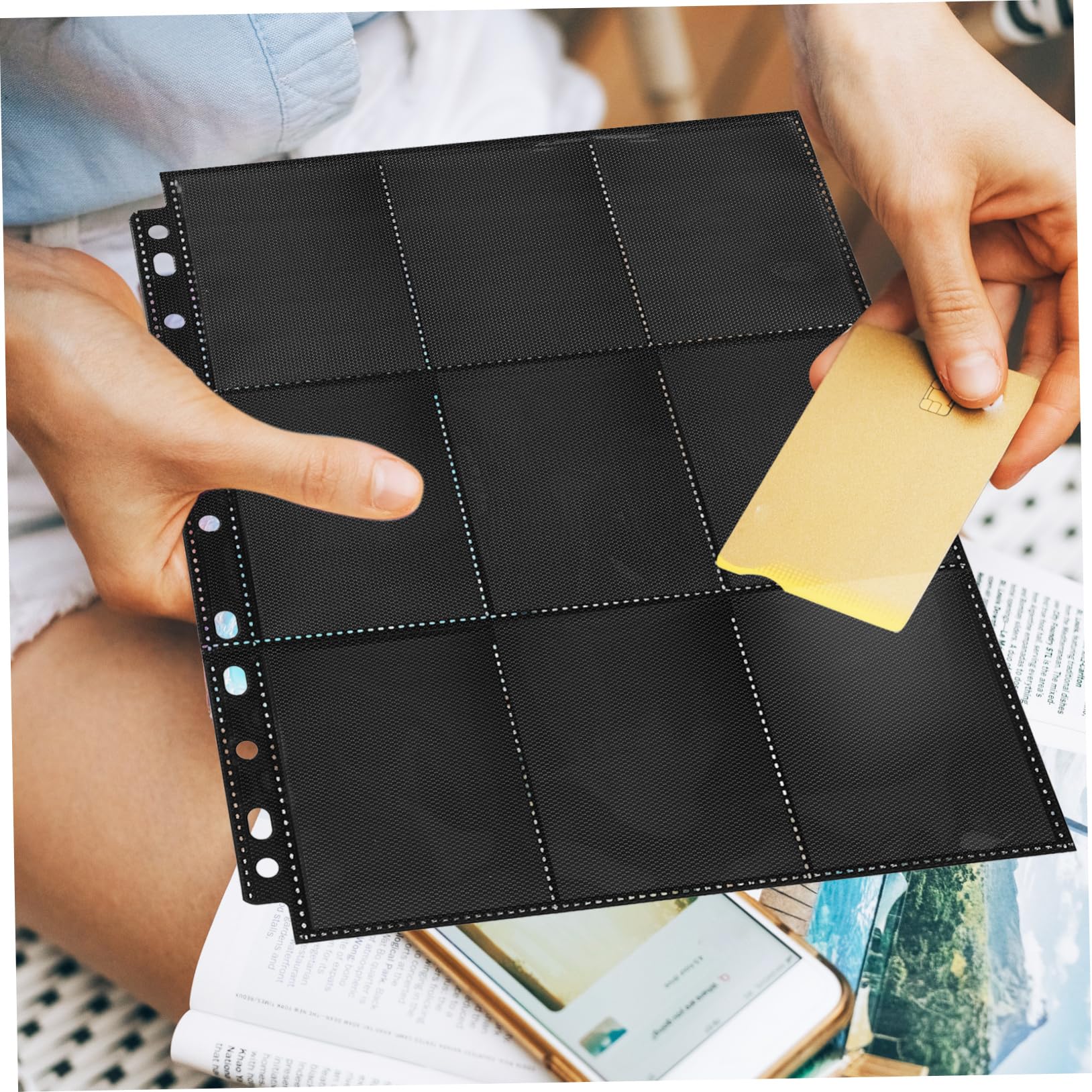Páginas de Álbum para Tarjetas Coleccionables 50 Hojas Pp Negro