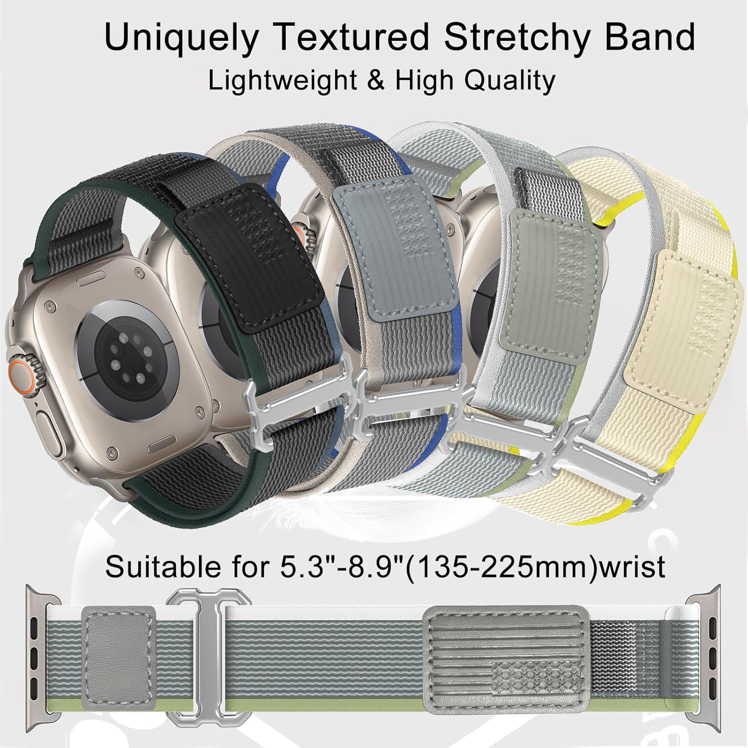 Trail Loop Nylon Band - Compatible with Apple Watch Ultra 2 Band/Ultra Bands 49mm 45mm 44mm Men Women, Braided Elastic Weave Sport Strap for iWatch Ultra 2, iWatch Ultra Series 10 46mm SE/9/8/7/6/5 - Image 4