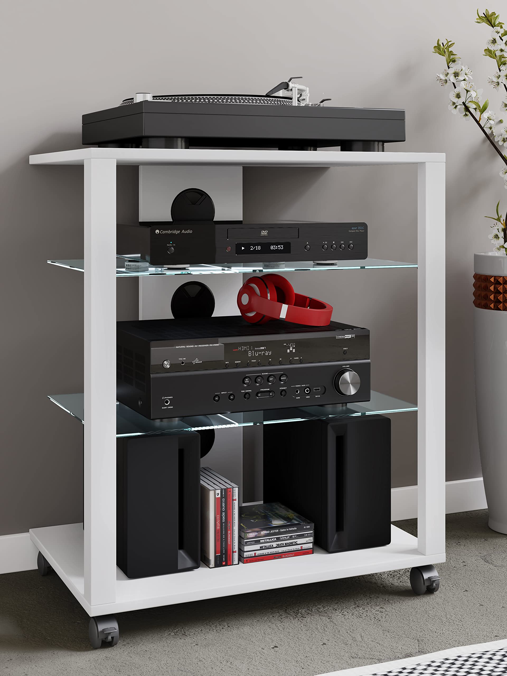VCM HiFi-Möbel 60x41x70 cm 3 Fächer Fernsehschrank TV-Lowboard Regal
