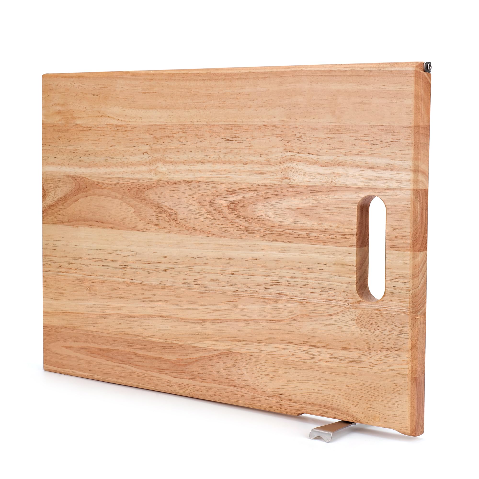 Wood Cutting Board for Kitchen with Built-in Stand, 40 x 30 cm Wooden Chopping Board Charcuterie Board for Cheese, Meat, Vegetables, Bread