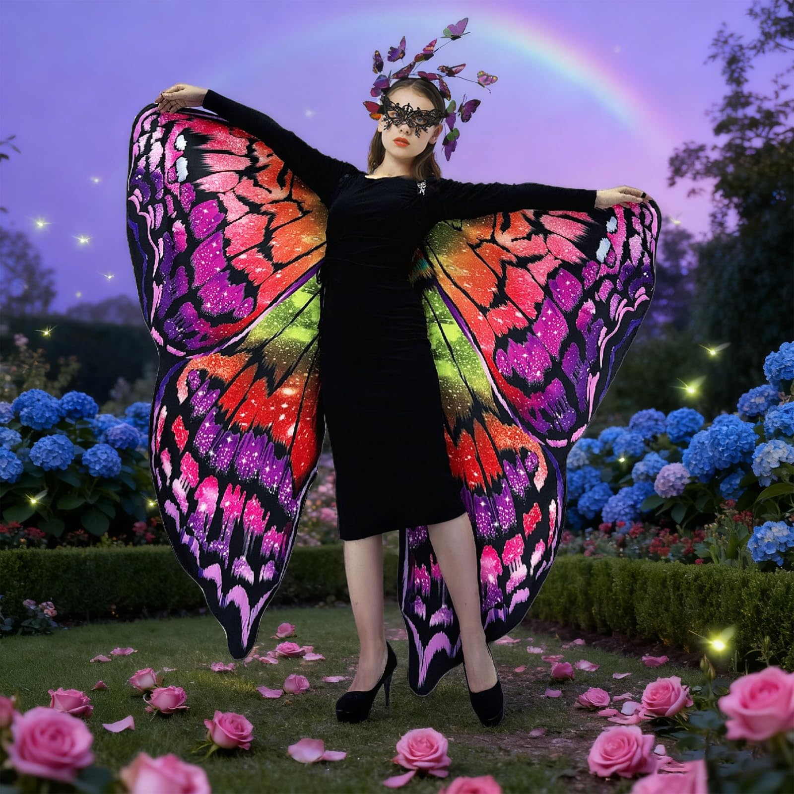 Ali Farfalla Costume,Donna Ali Costume Sciarpa,Mantello Ali Farfalla,Costume Farfalla Scialle Adulti,Costume da Farfalla,Mantella Farfalle Scialle,per Festa di Carnevale Cosplay Halloween