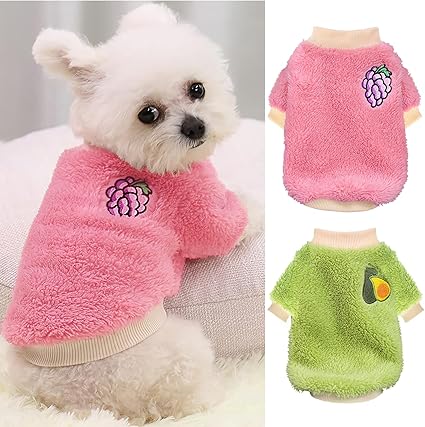 2 Pieces Puppy Sweater Dog Sweater for Small Girl Dogs Girl Dog Clothes Winter Warm Fleece Chihuahua Clothes Cute Style Dog Clothes Thick Pet Clothing (X-Small)