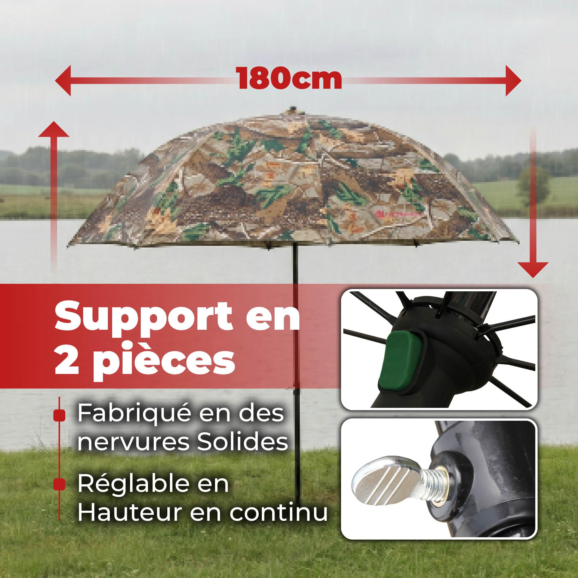 Ultimate Parapluie De Pêche Camo Avec Panneau Latéral 45'' Umbrella With Side Sheet - Parapluie De Pêche
