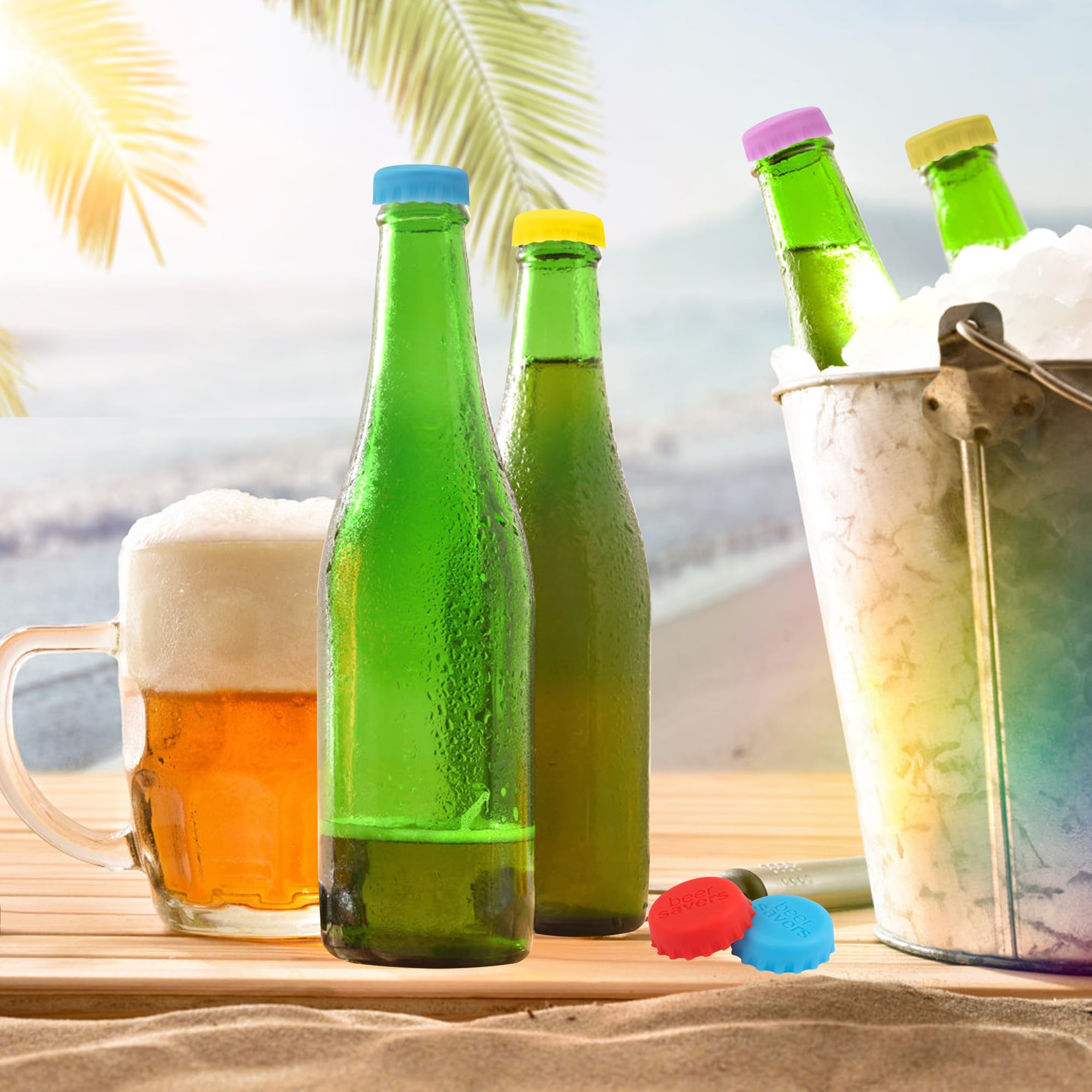 Tapones de Botellas Beer Savers de Silicona Reutilizable 24 Piezas (6 Colores) para Cerveza Champán
