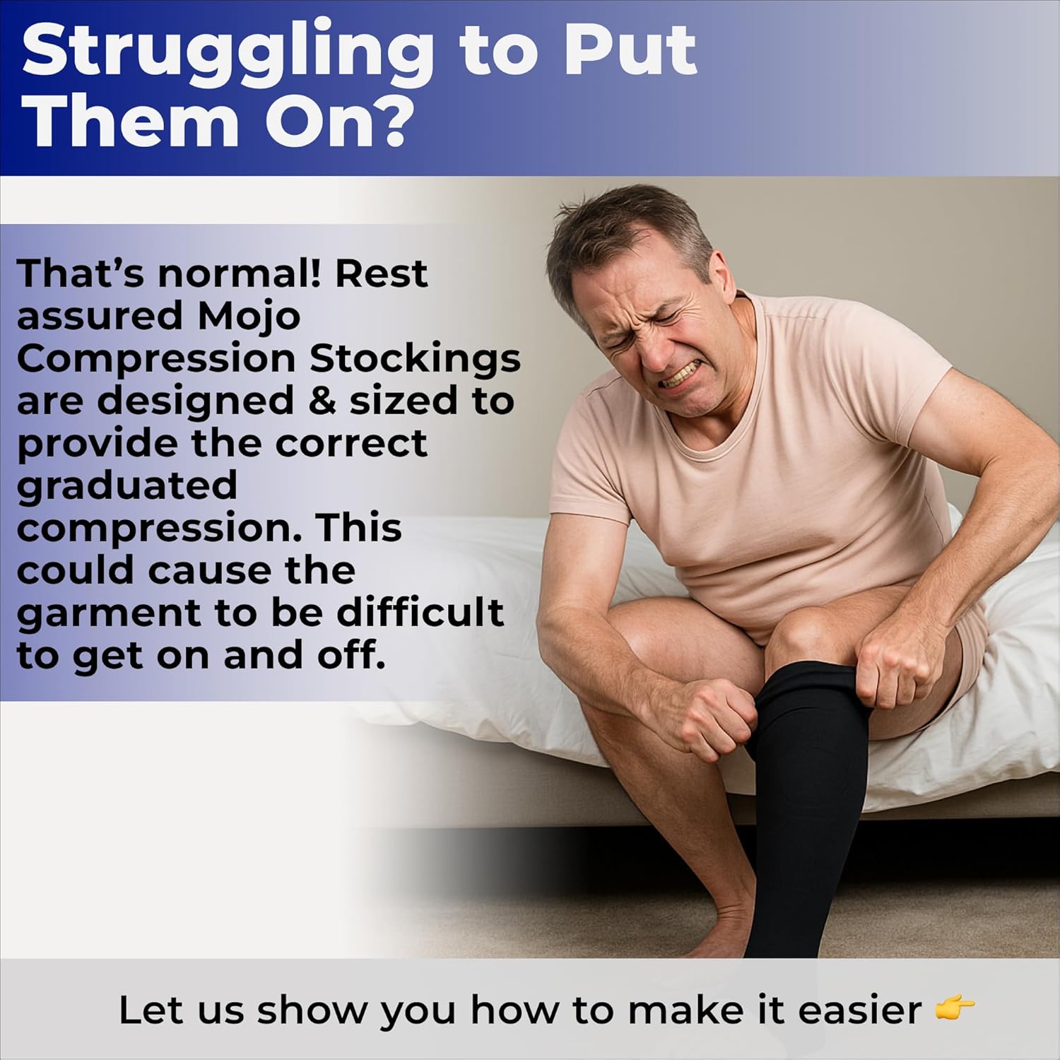 MOJO 3-Pack Men's Thigh High Compression Socks 20-30 mmHg – Medical Support for Circulation, Swelling Relief & Varicose Veins – Comfortable All-Day Wear, M2017