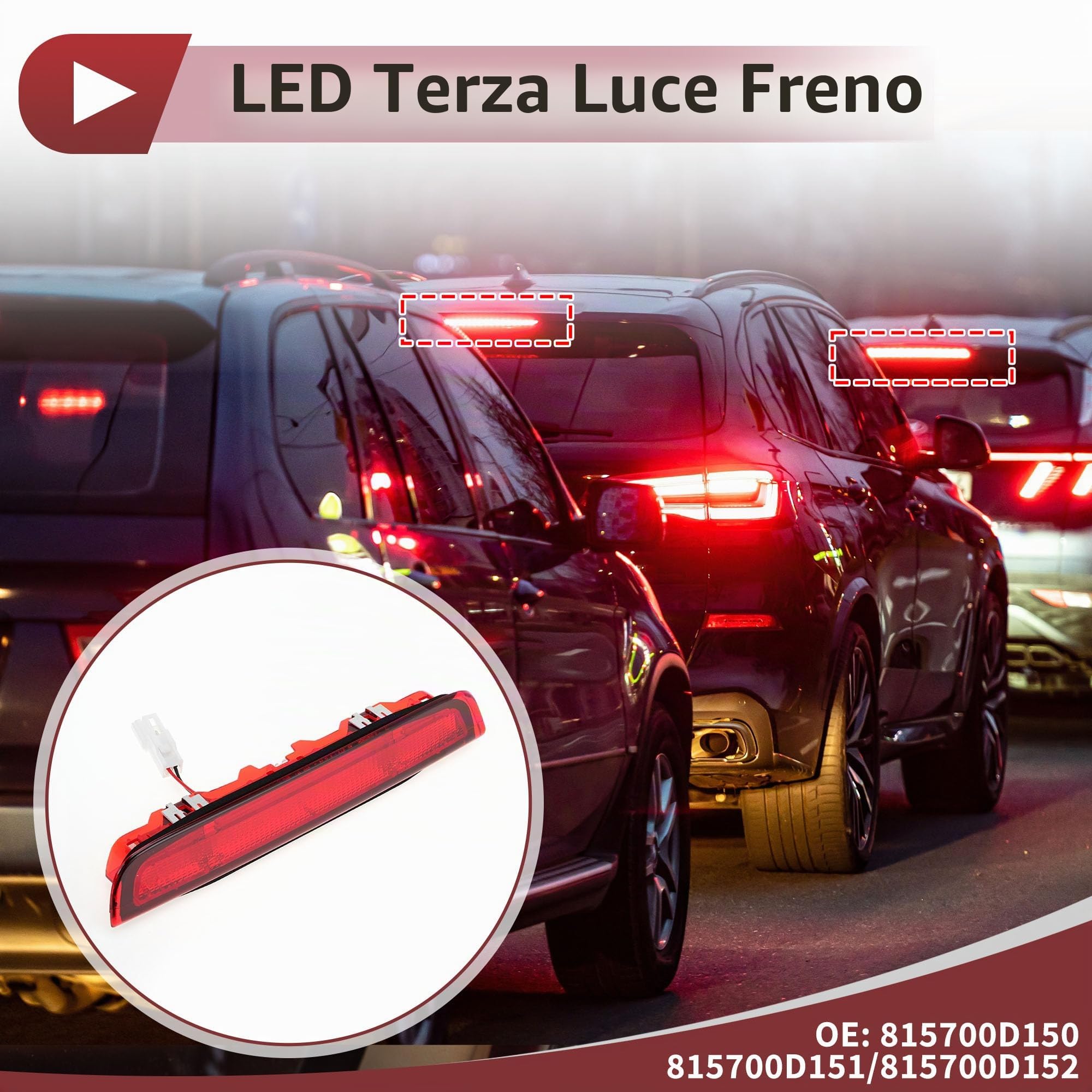 Luce Di Stop A LED Per Toyota Yaris M/K3 Hatchback 12-20 1Pc | Colore Rosso Materiale ABS OE 815700D150 Impermeabile IP67 Tensione 12V DC Plug And Play Completamente Sigillato