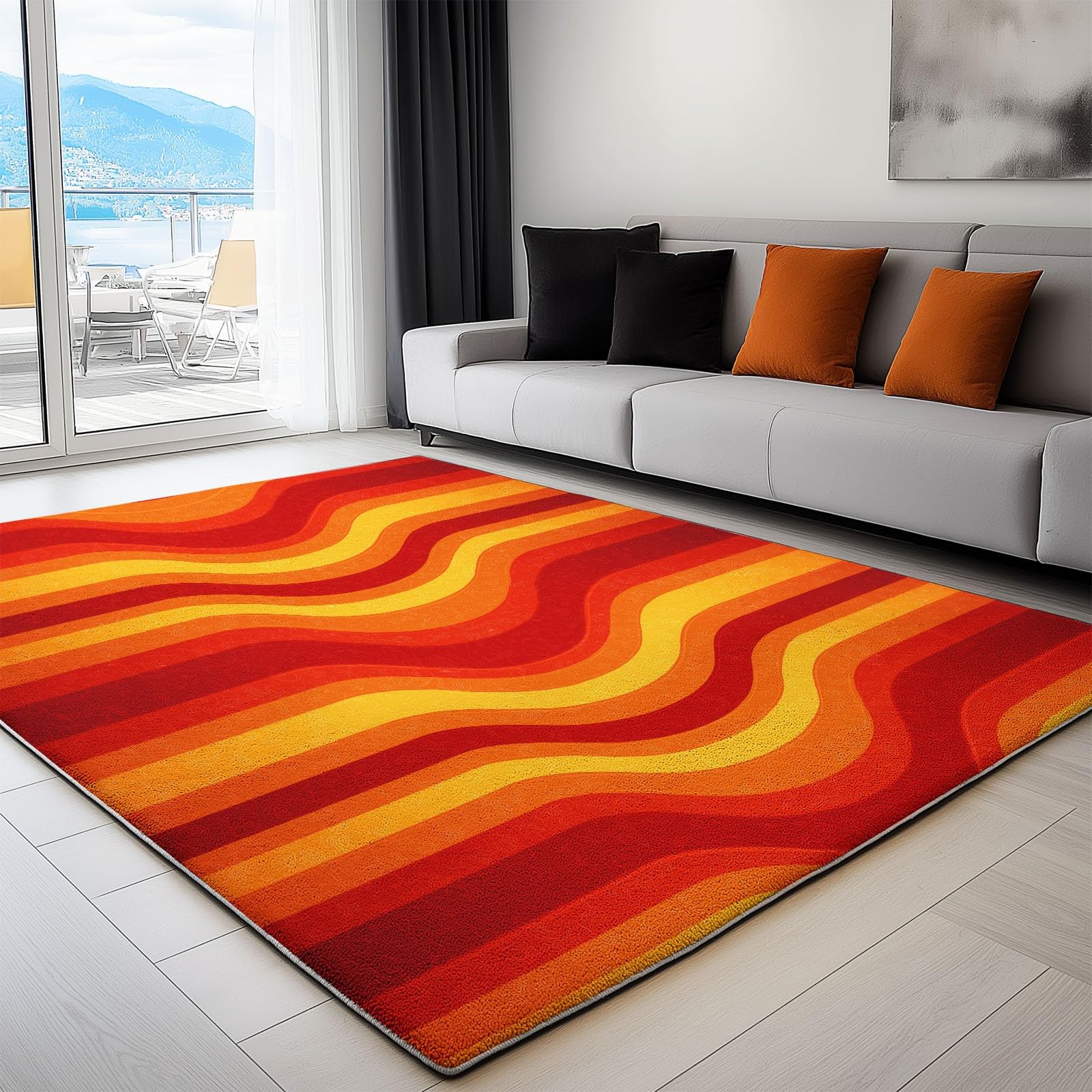 Tapis salon rouge orangé 80 x 150 cm pour réchauffer l'ambiance de votre chambre