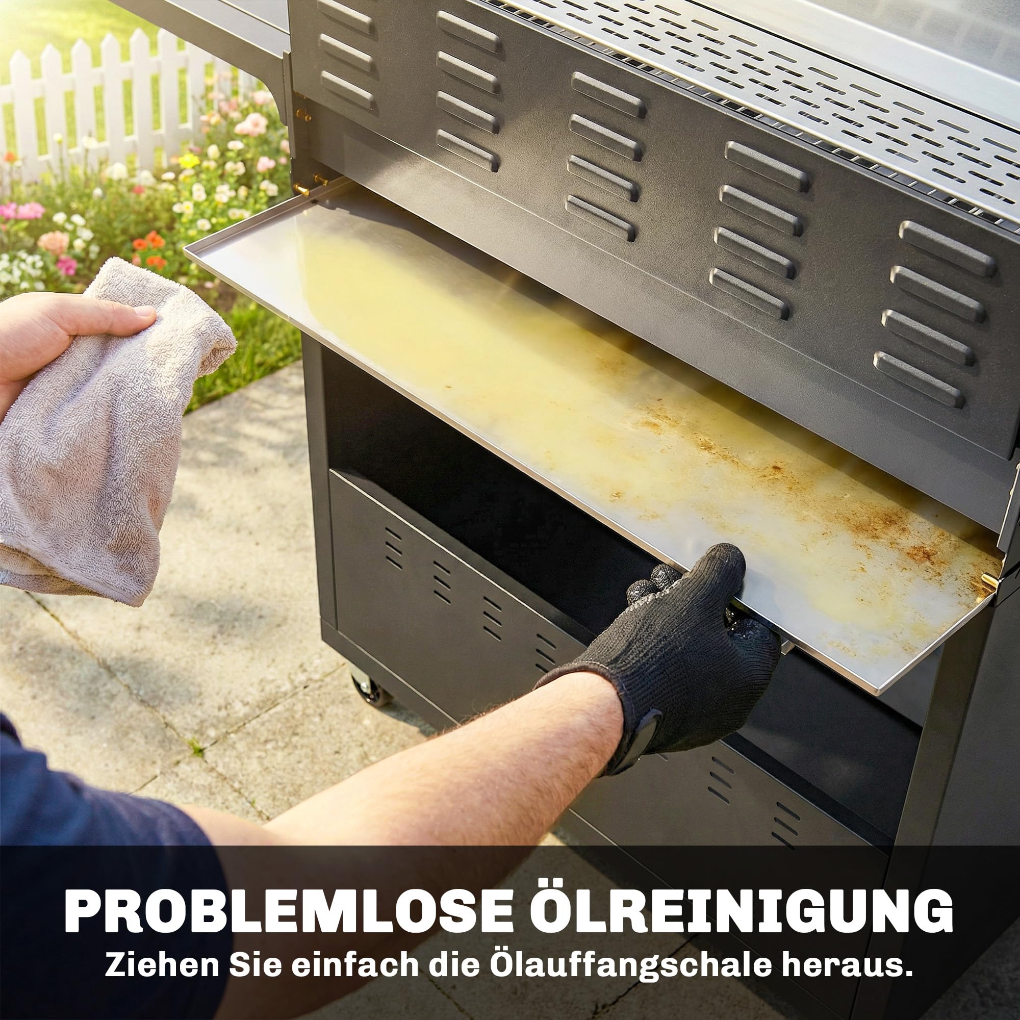 Outsunny Gasgrill 18,6 KW 6+1 Brenner BBQ Grillwagen aus Edelstahl inkl Rolle Seitenbrenner Thermometer Gusseisen-Grillrost Warmhalterost Seitentisch Unterschrank Gas-Grill für Balkon BBQ Party