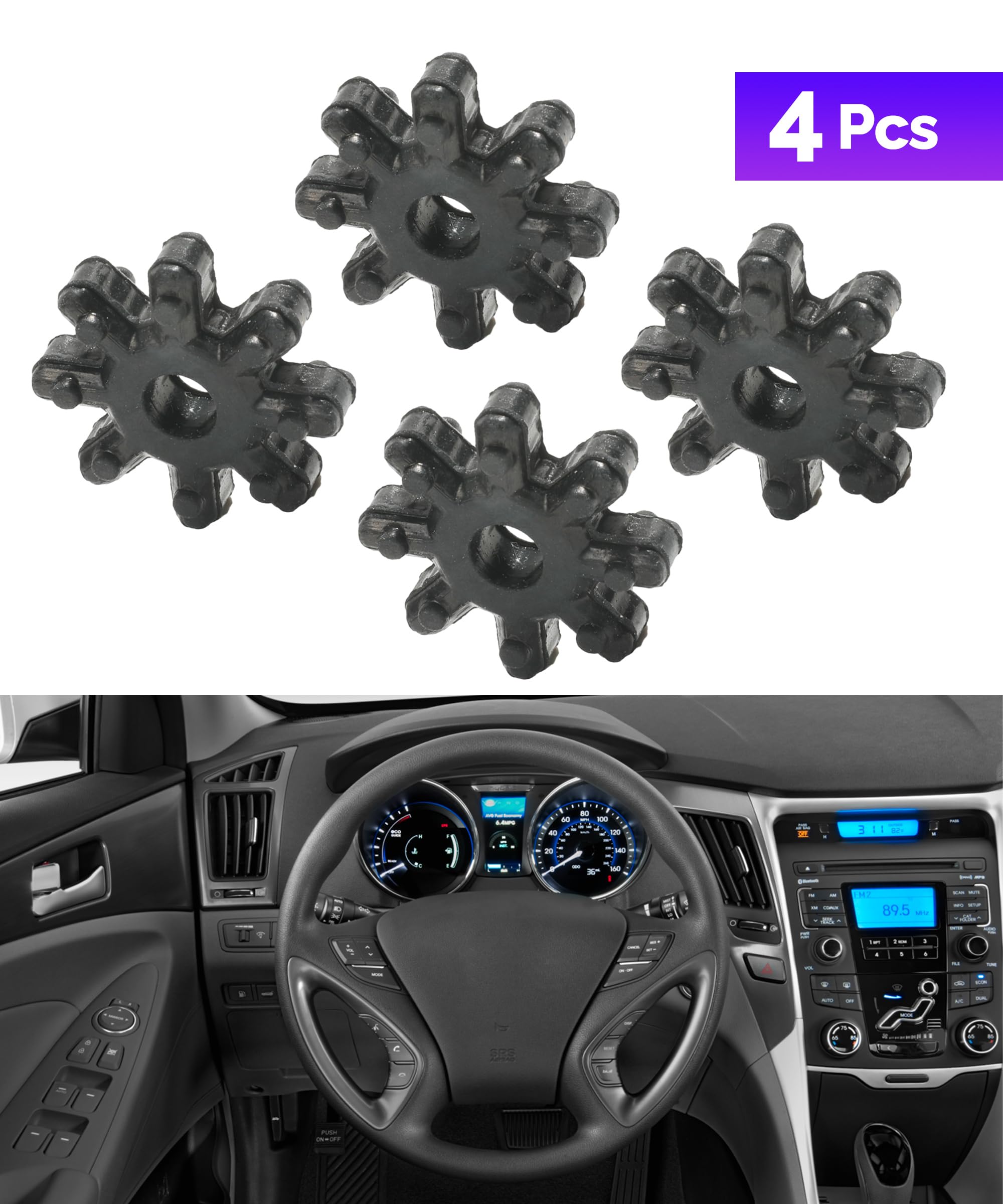4 Giunti Flessibili Per Piantone Sterzo Auto – Ricambio 563152K000FFF Per Hyundai Elantra (2007-2014), Veloster (2012-2014) E Kia Forte