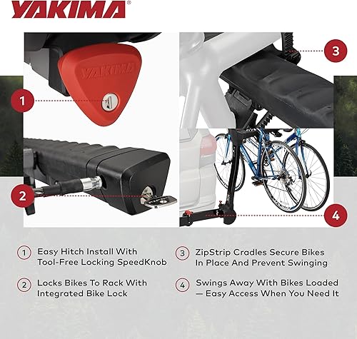 Miniatura 3 de Yakima 4-Bike Hitch Mount Carrier, Swing-Away Bike Rack for Car, Truck, & SUV, FullSwing 4 - Heavy-Duty Bicycle Storage Equipment and Accessories