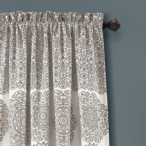 Miniatura 9 de Lush Decor Cortinas de medallón a rayas de tela mandala bohemio damasco impresión filtro de luz para ventana, sala de estar, comedor, dormitorio