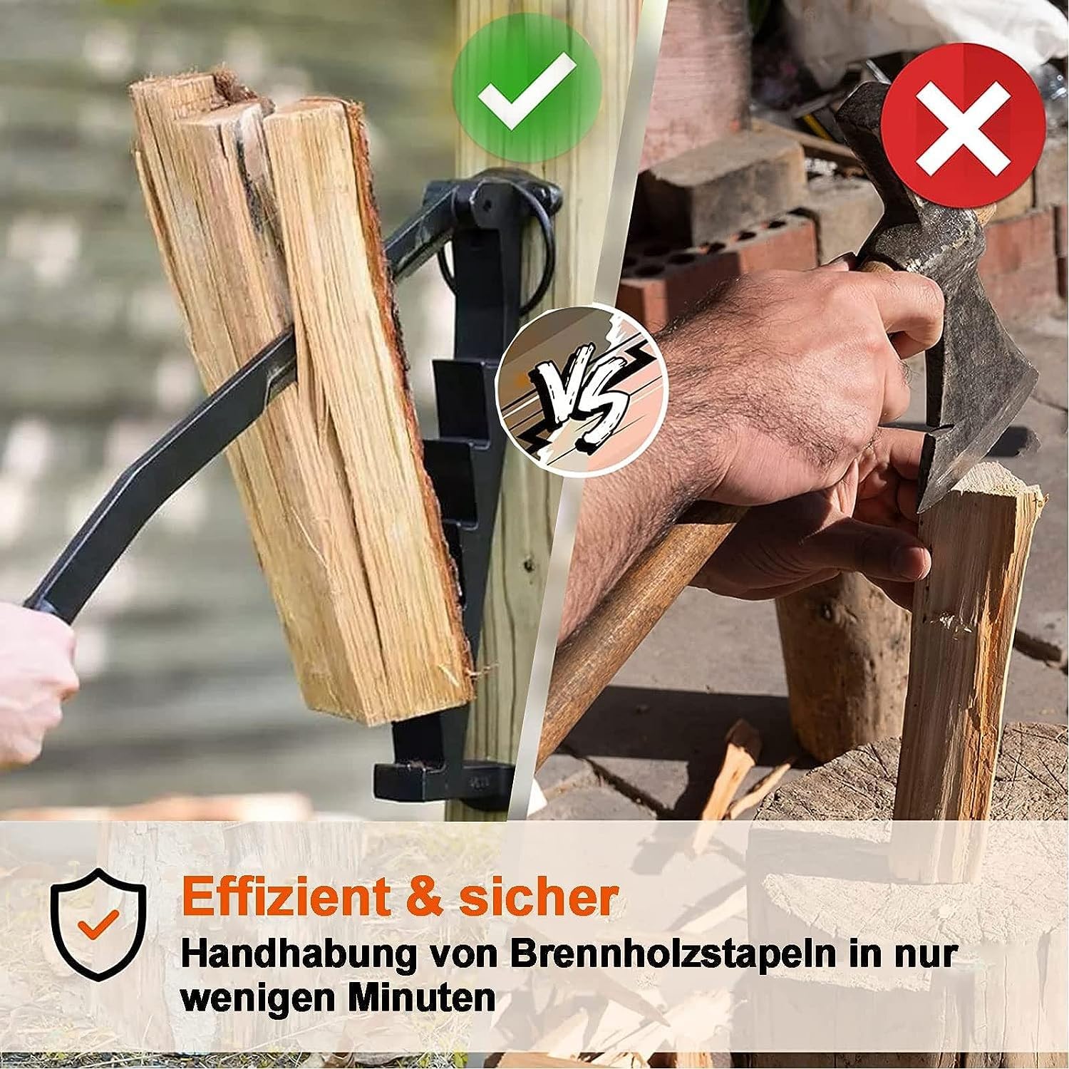 Brandhout Aanmaakhout Splitter met Schroeven, Handmatige Houtkliever, Wandmontage Brandhout Aanmaakhout Splitter, Hand Log Splitter Chip Mes, 60cm/23.6 inch