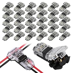 12PCS T Tap Wire Connectors for 18-22 AWG,3 Way 2 Pin Low Voltage Wire Splitter Connectors,Solderless No Wire Stripping Quick Wire Splitter Connectors, No Stripping Required