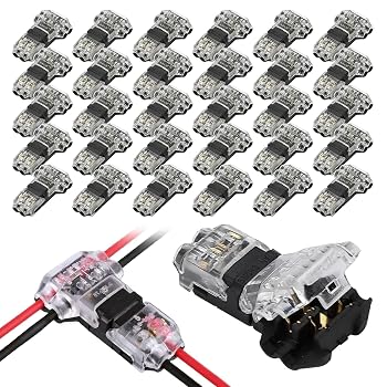 12PCS T Tap Wire Connectors for 18-22 AWG,3 Way 2 Pin Low Voltage Wire Splitter Connectors,Solderless No Wire Stripping Quick Wire Splitter Connectors, No Stripping Required