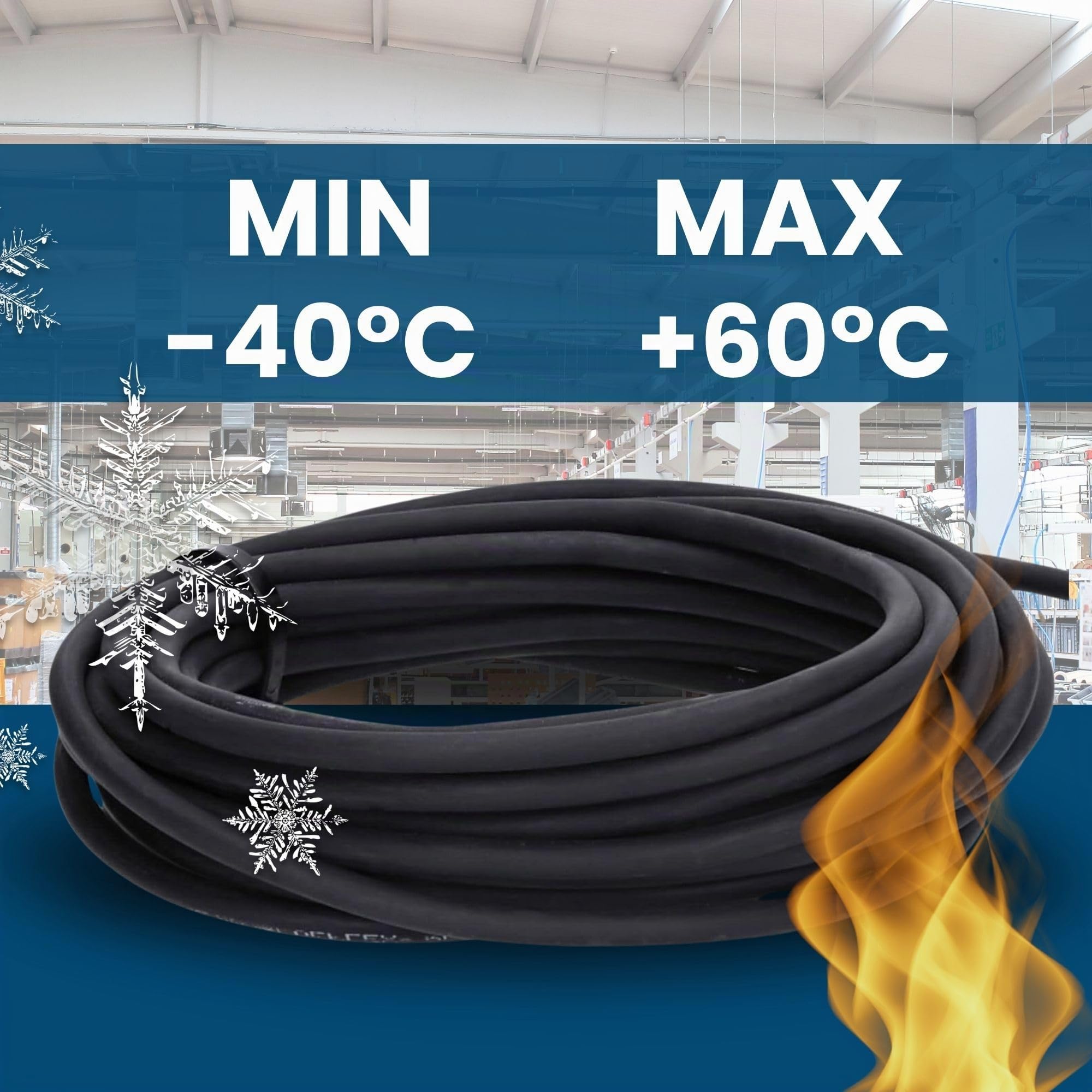 Kalitec Câble en Caoutchouc H07RN-F 3G4 mm² - 5 m Câble de Chantier Noir