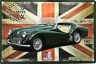 IETS19651RB TRIUMPH TR3 1962 Plaque métal décorative rétro vintage Format 20 x 30 cm avec 4 perforations 5mm pour fixation murale - Idée cadeau pour fan d'accessoires automobile voiture de collection