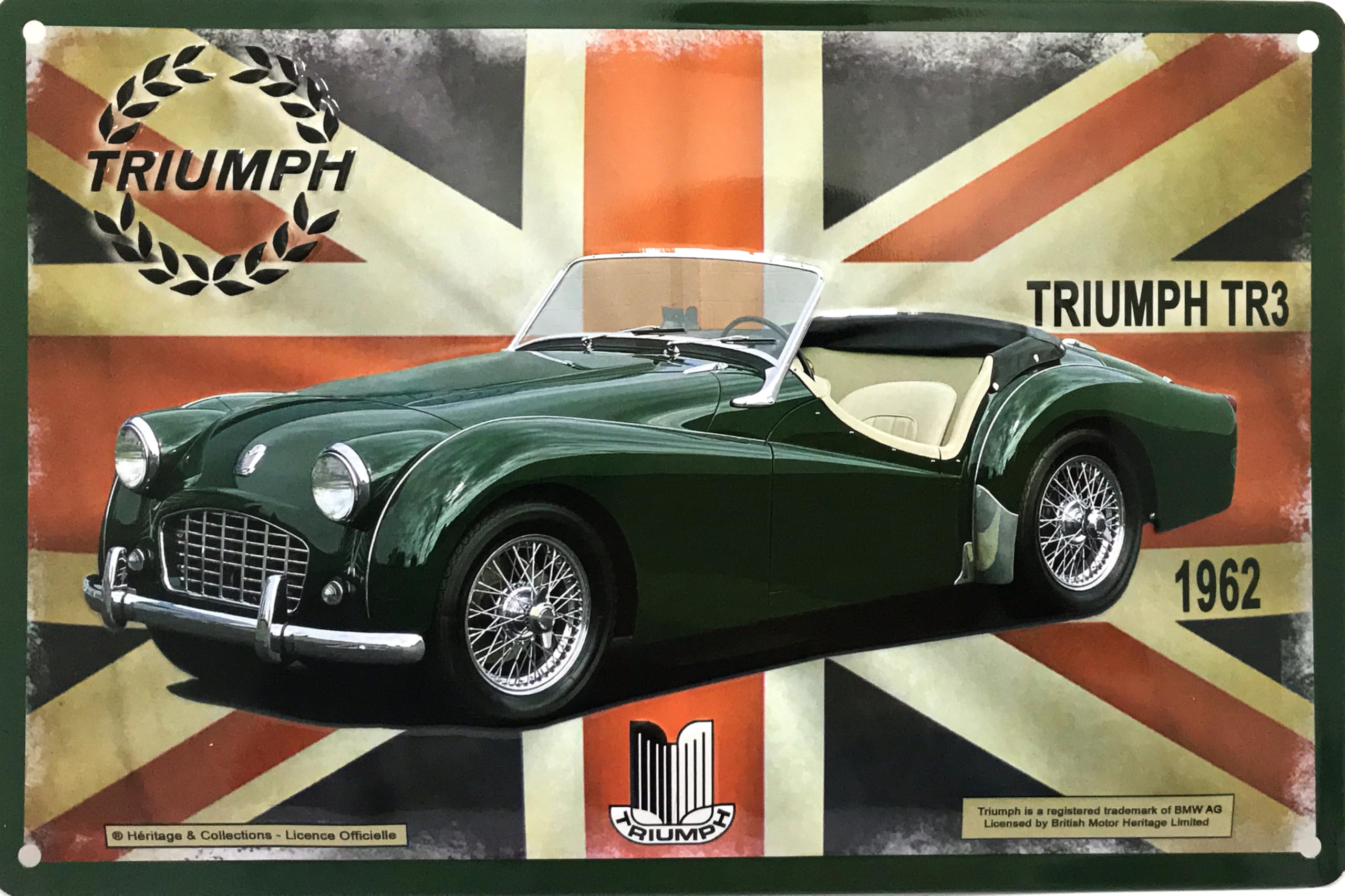 Plaque Métal Rétro Triumph TR3 1962 - Décoration Murale Vintage 20x30 cm