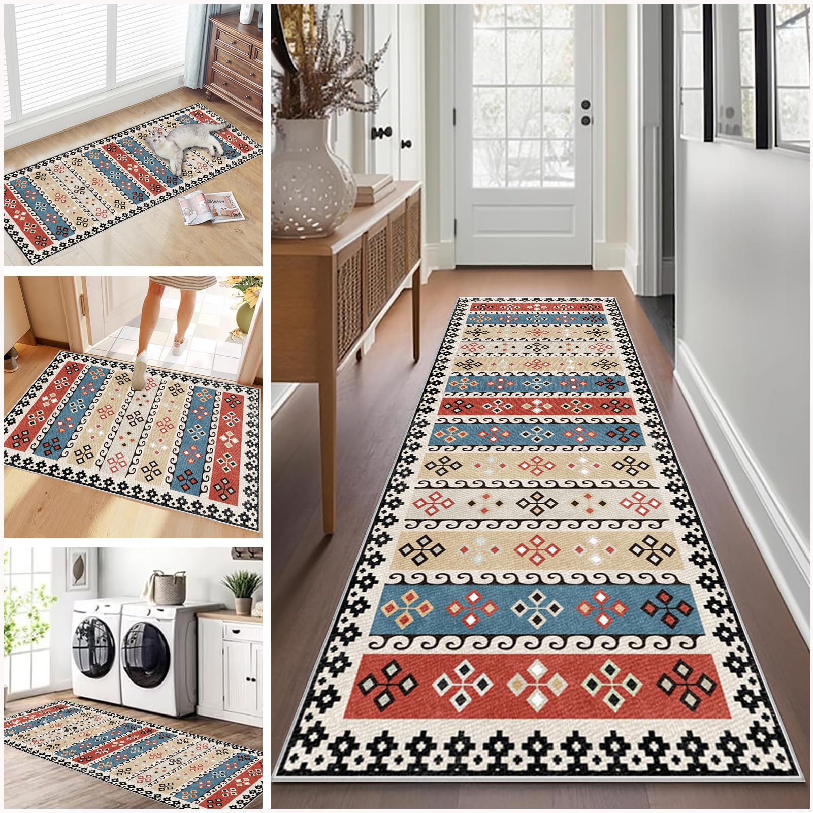 Long Hallway Runner Rug Non Slip 70 x 350 cm Washable Carpet Runners for Kitchen Runner Rugs for Hallway Entryway Indoor Door Mat Carpet Floor Mat Hall Runner Narrow Rug Runner for Hallway, Kitchen
