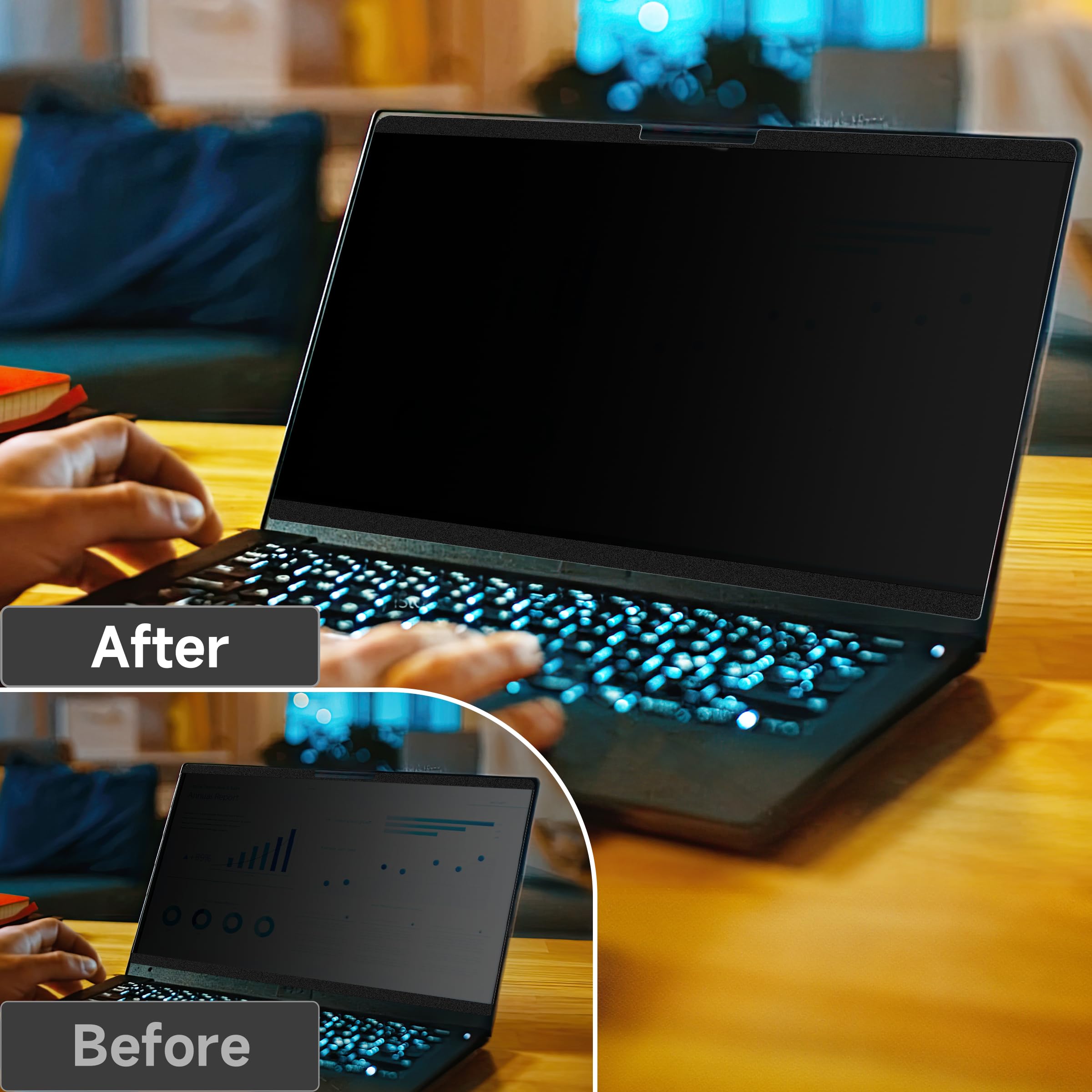 IPROKKO Protector de Privacidad Pantalla Magnético para Portátil de 15,6 Pulgadas, 16:9, Extraíble, Antiluz Azul, Antirreflejos, Filtro de Privacidad para Hp/Dell/Acer/Lenovo/ThinkPad/Asus