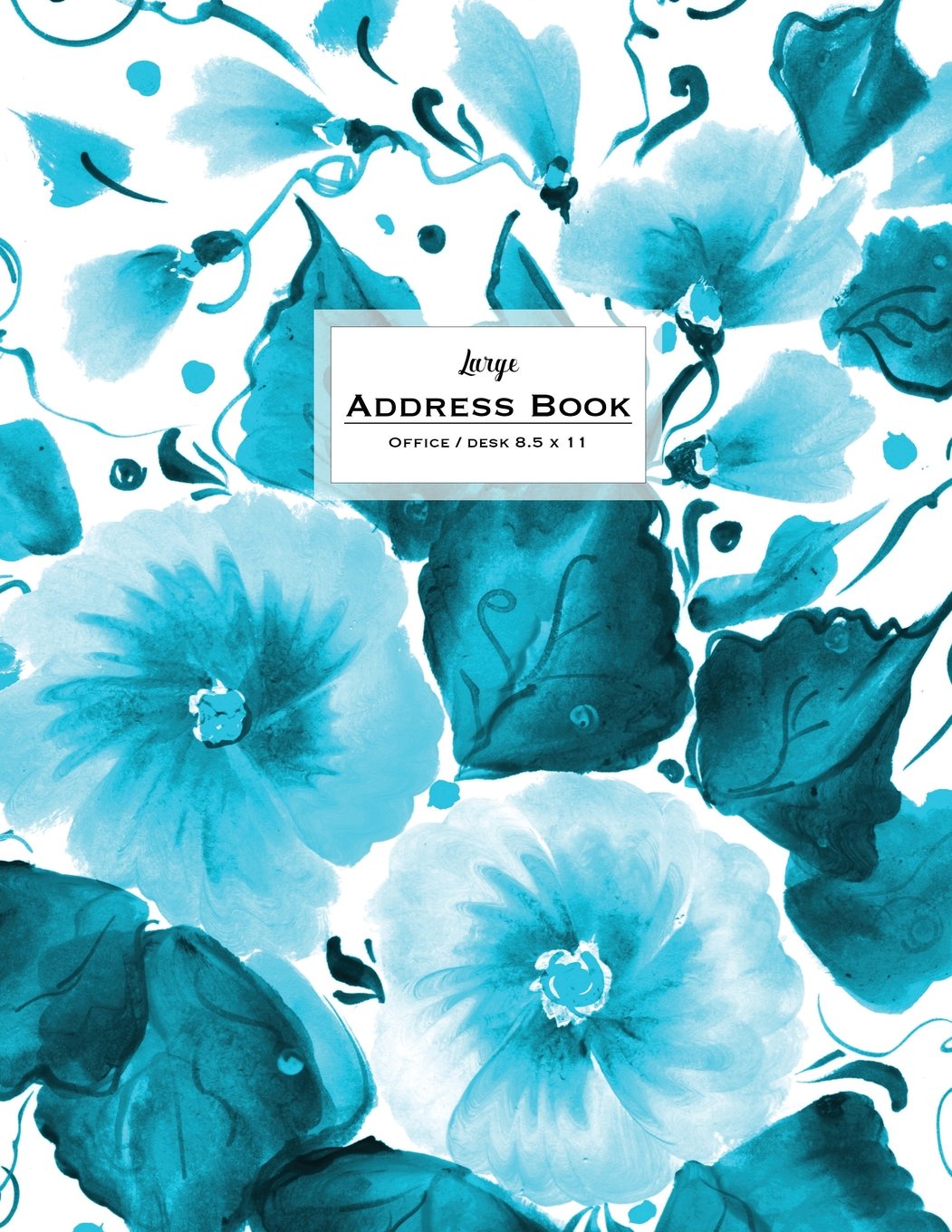 Large Address Book Office/Desk 8.5 x 11 Floral Teal (Big