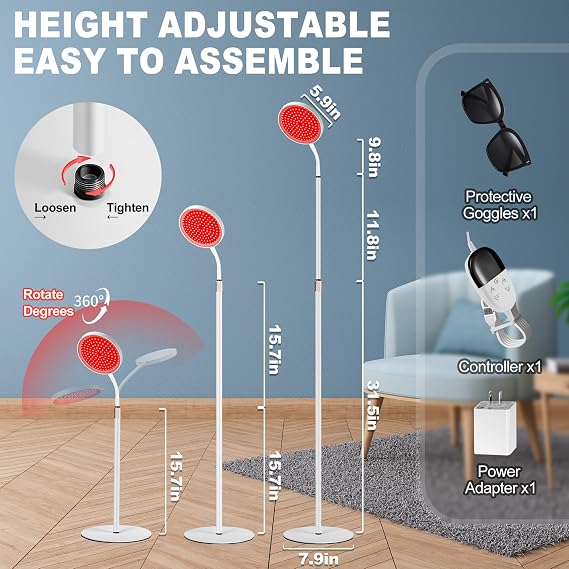 LanSuper Red Light Therapy for Body, Red Infrared Light Therapy Lamp with Stand, 660nm and 850nm Near Infrared Redlight Therapy, LED Red Light Therapy Device for Face  Body at Home(140 Beads)