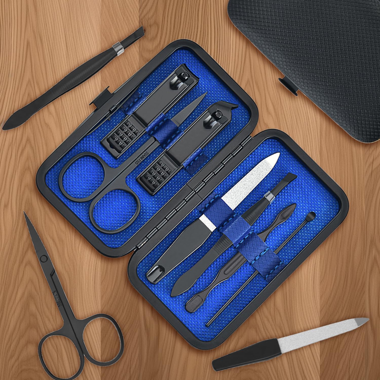 Manicure Set 8 in 1 Stainless Steel, Nail Clippers Scissors Pedicure Tools Kit – Portable Travel Grooming Kit for Men and Women