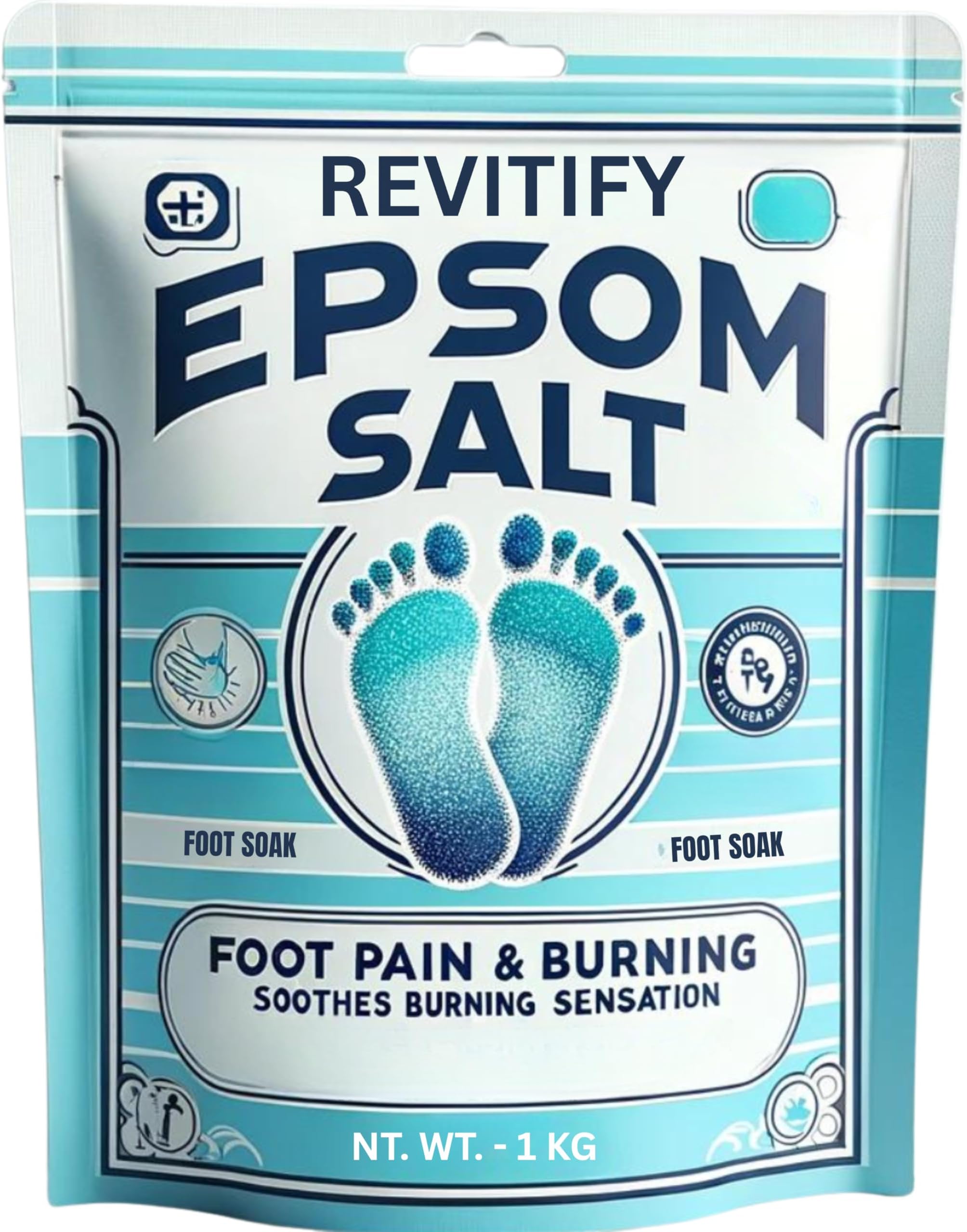 REVITIFY Fast-Acting Epsom Salt 1Kg for Pain Relief and Relaxation, Guaranteed Relief for Foot Pain, Swelling & Soreness Luxury Bath Salt for Women and Men, 100% Pure Magnesium Sulphate