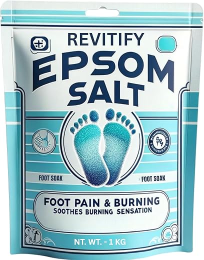 REVITIFY Fast-Acting Epsom Salt 1Kg for Pain Relief and Relaxation, Guaranteed Relief for Foot Pain, Swelling &amp; Soreness L...