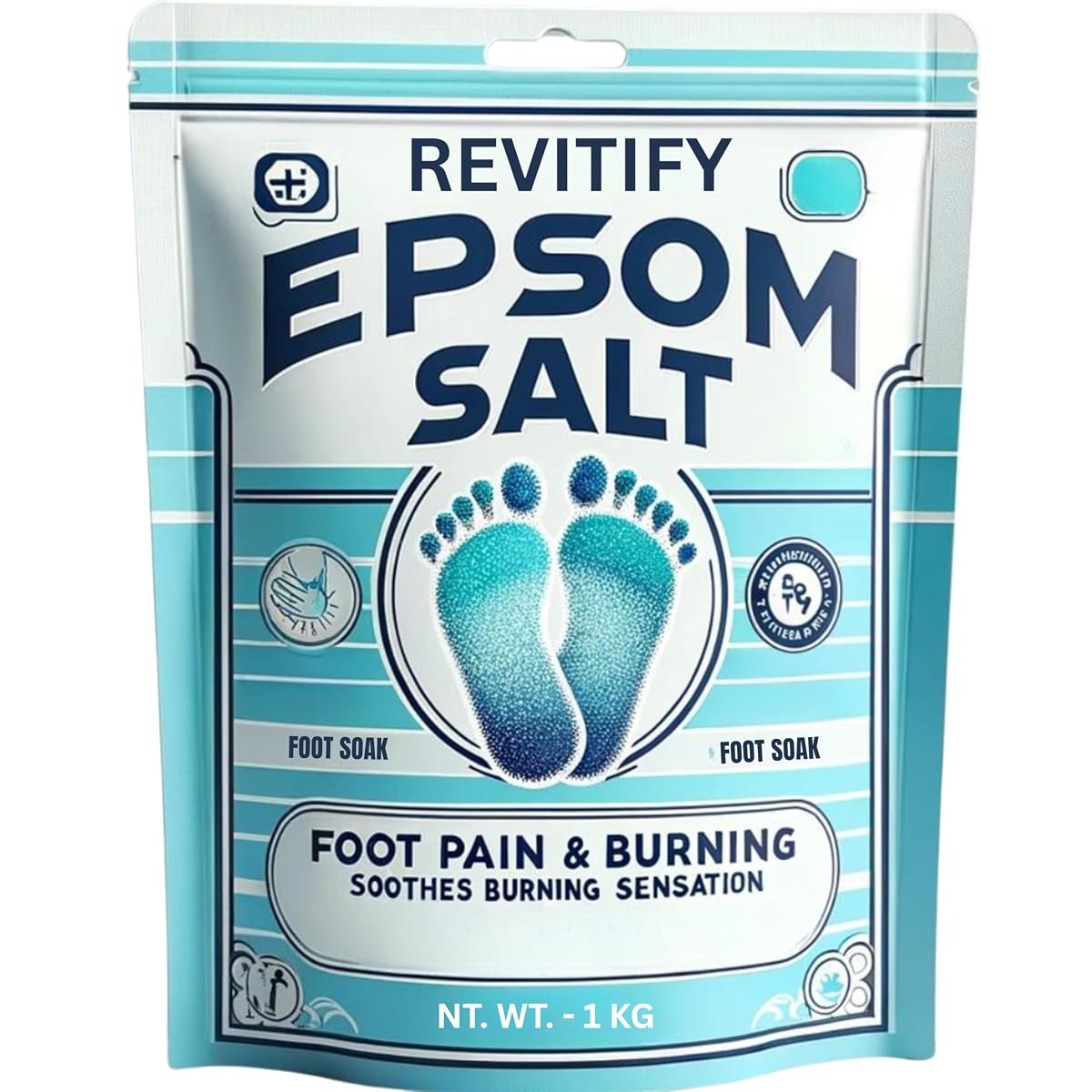 REVITIFY Fast-Acting Epsom Salt - 1 Kg for Pain Relief and Relaxation,