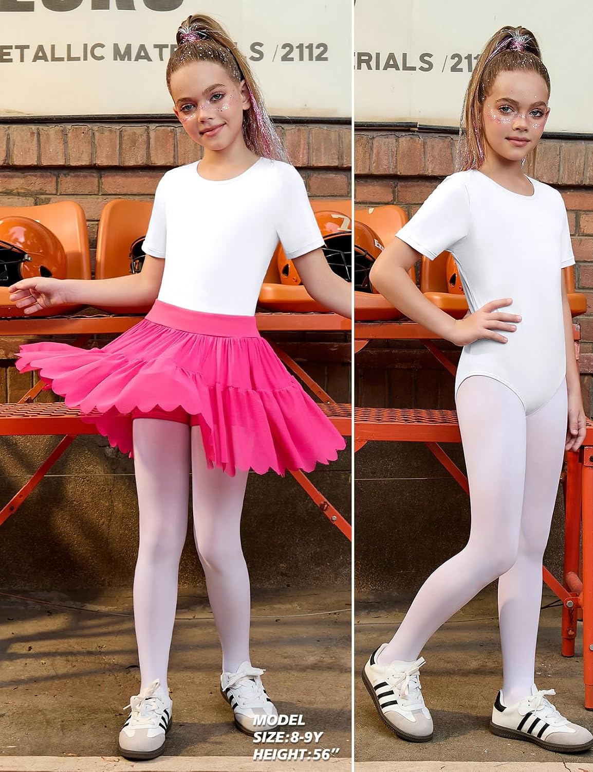 Perfashion Girls Leotard Short Sleeve T Shirt Bodysuit Ballet Dance Leotards Solid Tops with Snap Button 4-13Y
