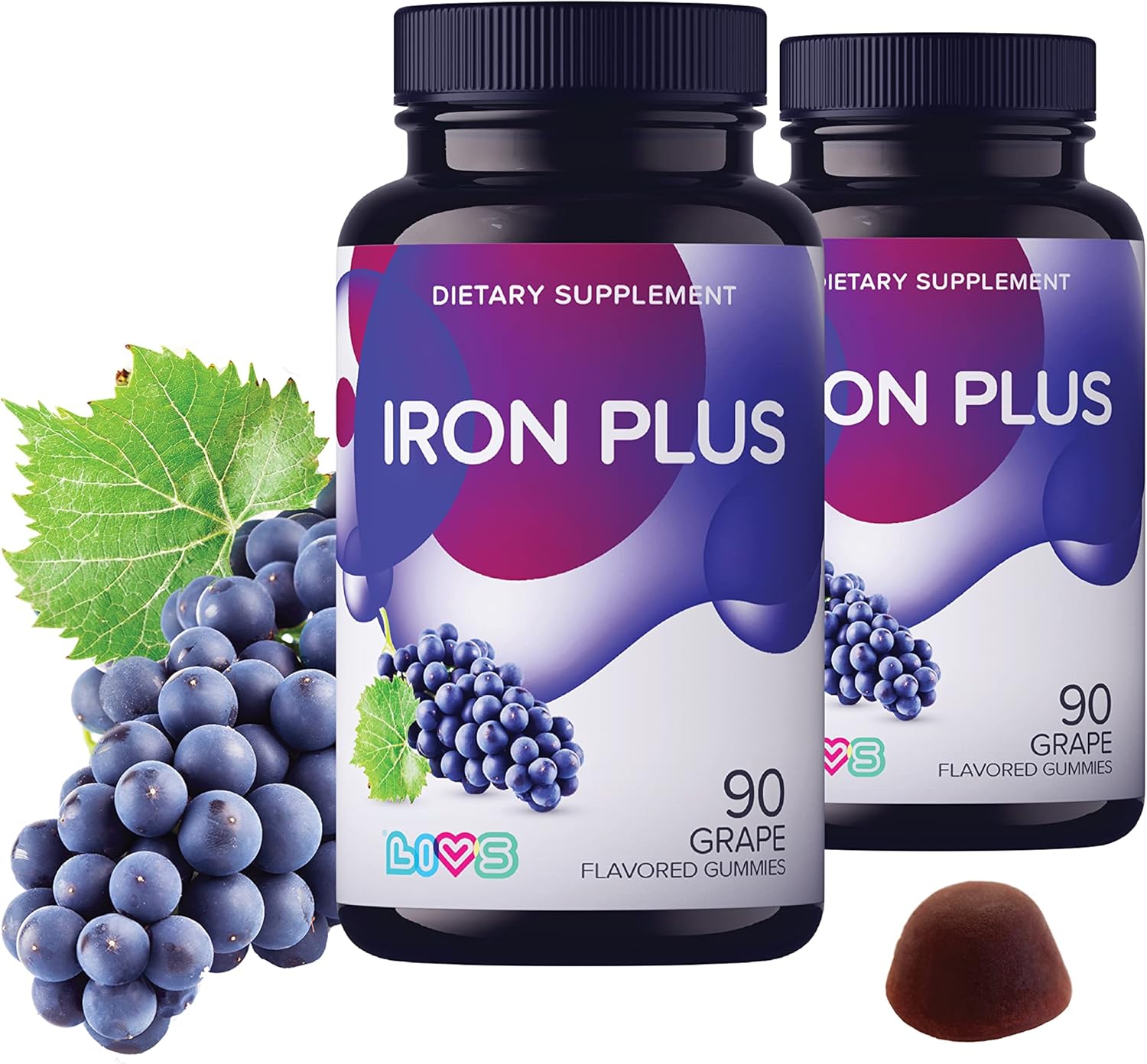 LIVS Iron Plus Gummy Vitamin Iron with Vitamin C, Iron