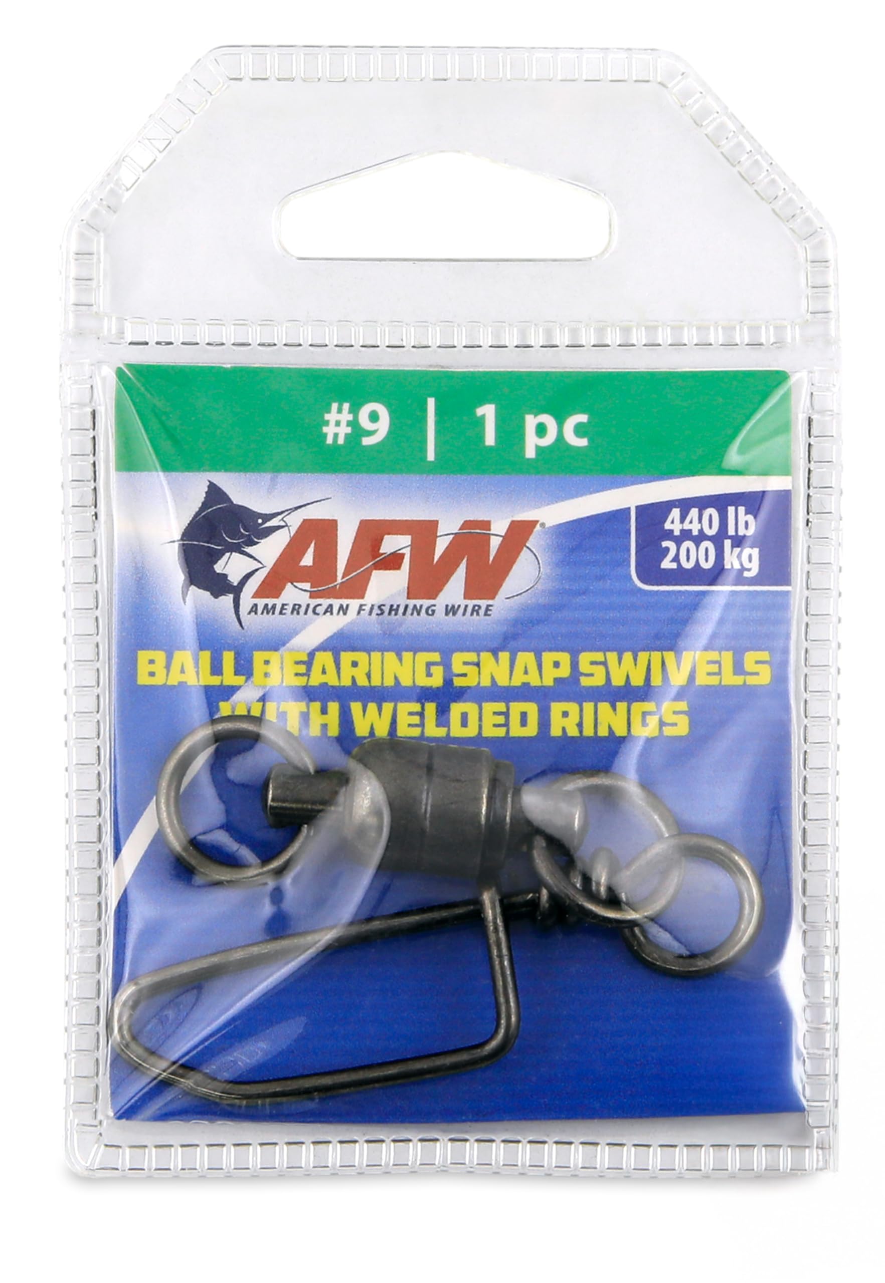 American Fishing Wire Black Ball Bearing Snap Swivels (1 Piece), Size 9, 440 Pound Test-image-47
