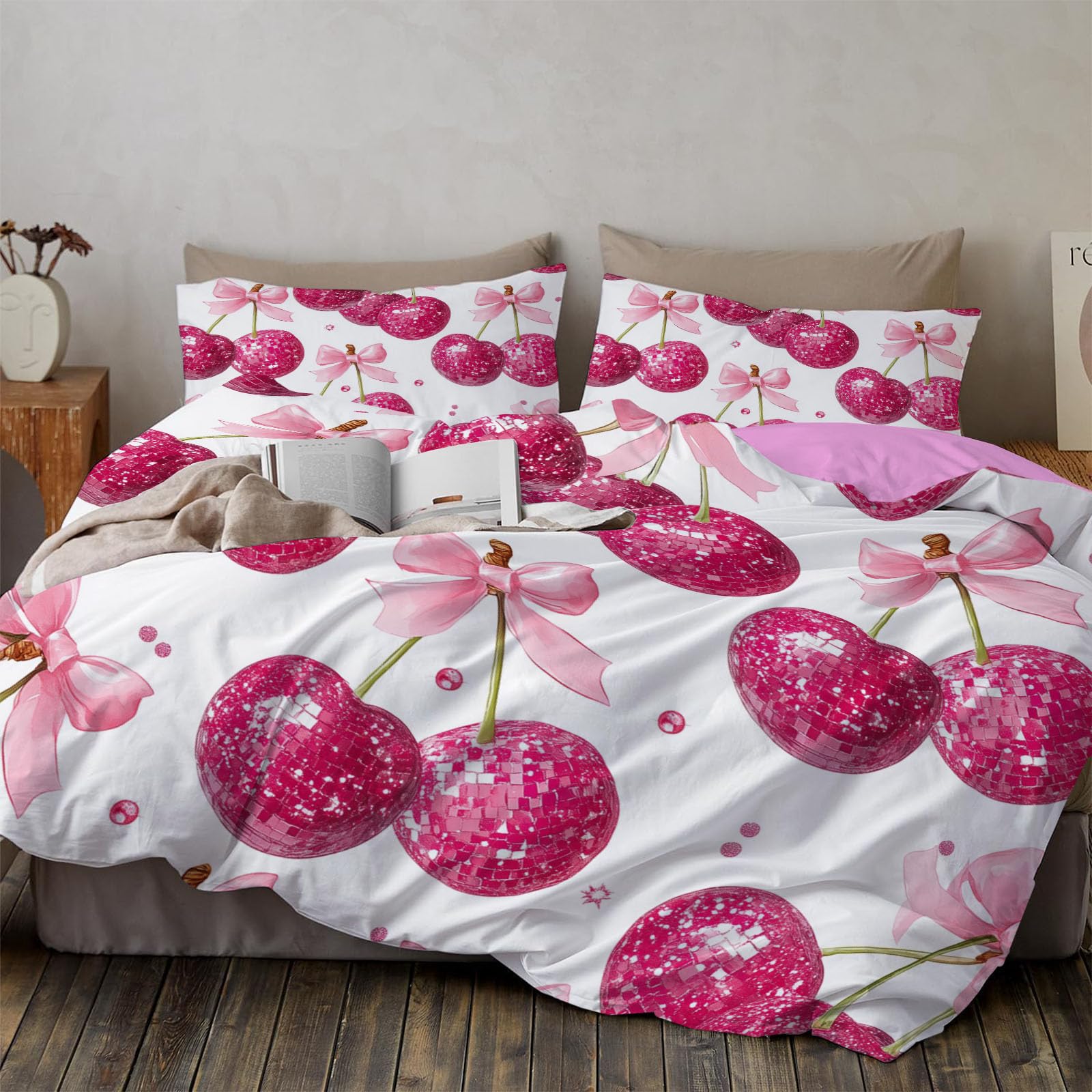 Housse de couette 140x200 violette avec taie pour lit 1 personne motif cubes de fromage