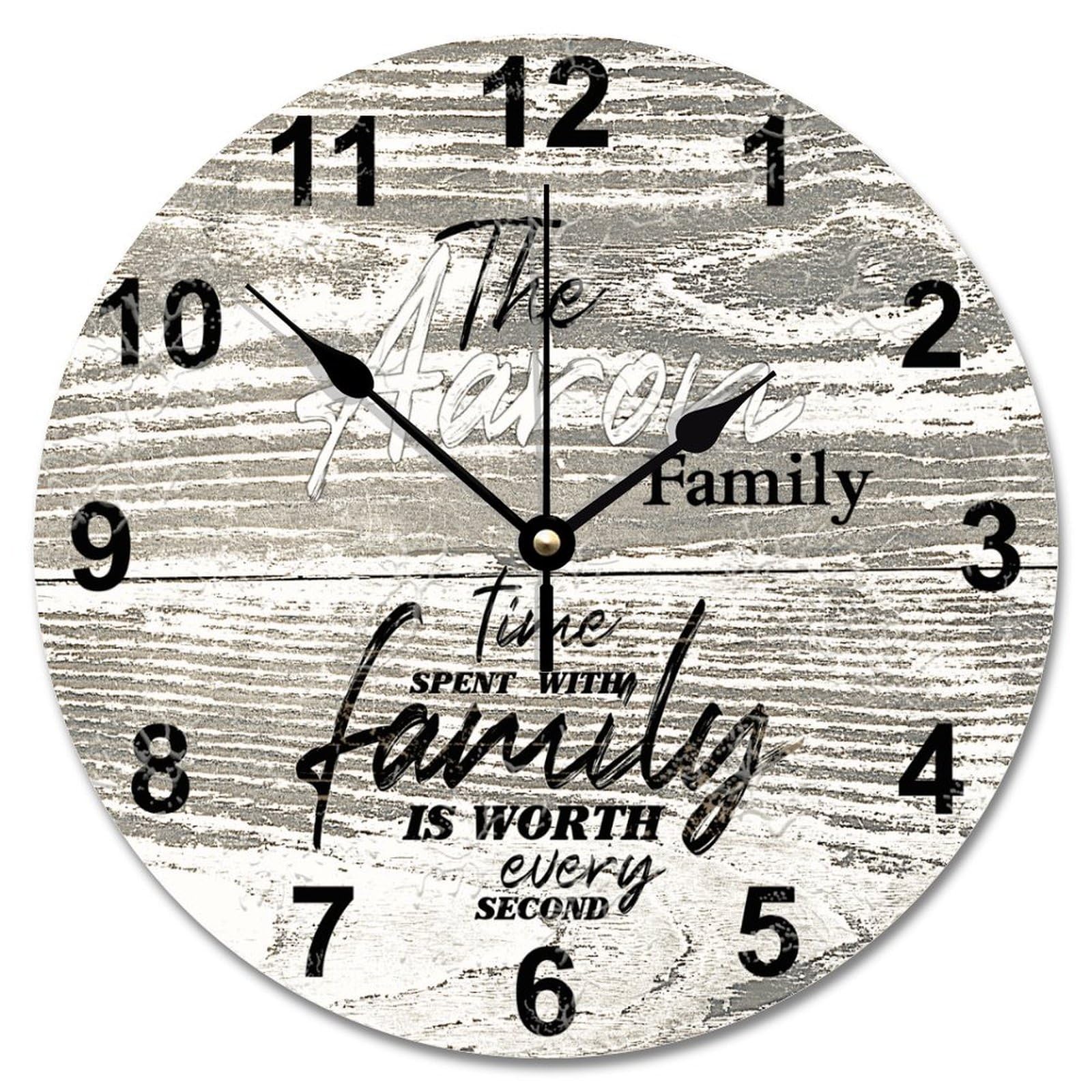 Horloge murale en bois de 30,5 cm avec motif plancher de campagne à pile