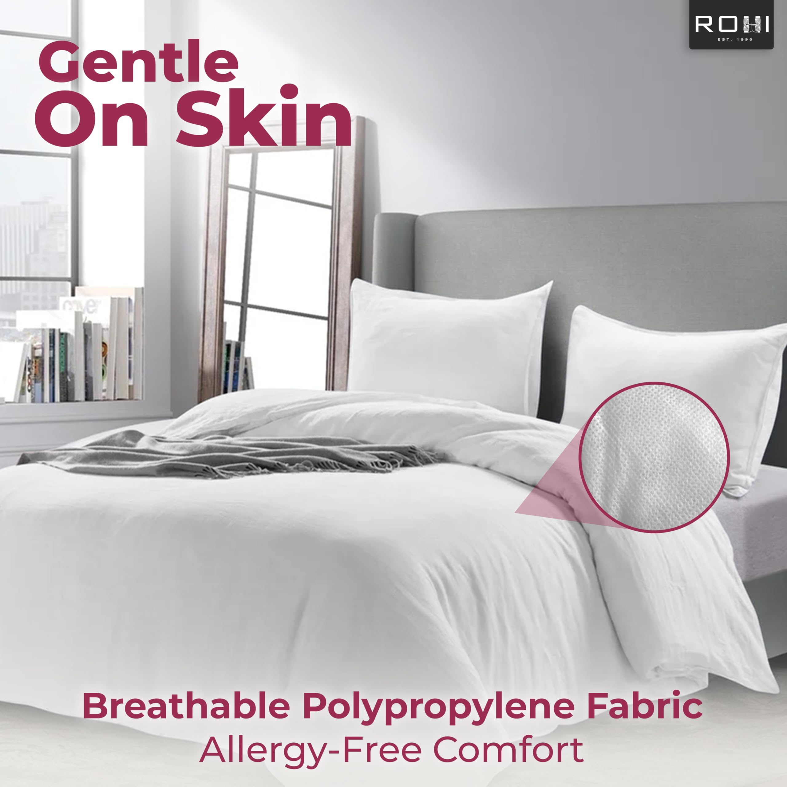 Rohi Anti Allergy 10.5 Tog Double Duvet – All Season Duvets – Soft & Breathable Luxurious Hollowfibre Quilt with Corvin Cover – Midweight Comforter Double Bed Duvet (All Season) - 4