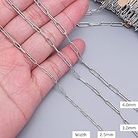 Vista 2 de THREENEST Cadenas de clip de papel de acero inoxidable de 16.4 pies de ancho y 2.5 mm, cadena larga soldada para collar, pulsera, aretes