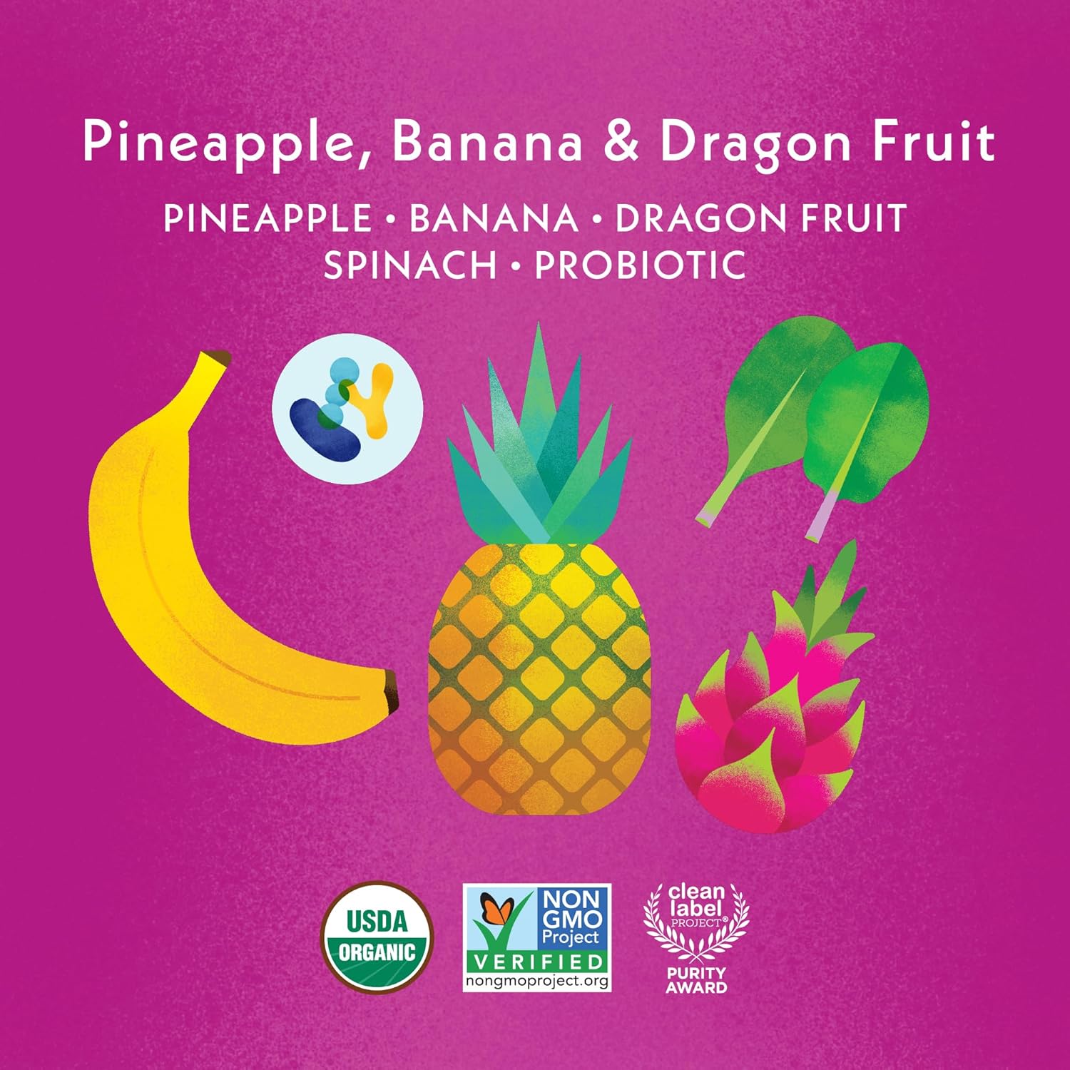 Once Upon a Farm | Organic Immunity Blend | Mango Banana Spirulina, Apple Cherry Elderberry, Pineapple, Banana Dragon Fruit | Cold-Pressure Protected | No Sugar Added | Dairy-Free | Variety Pack of 24